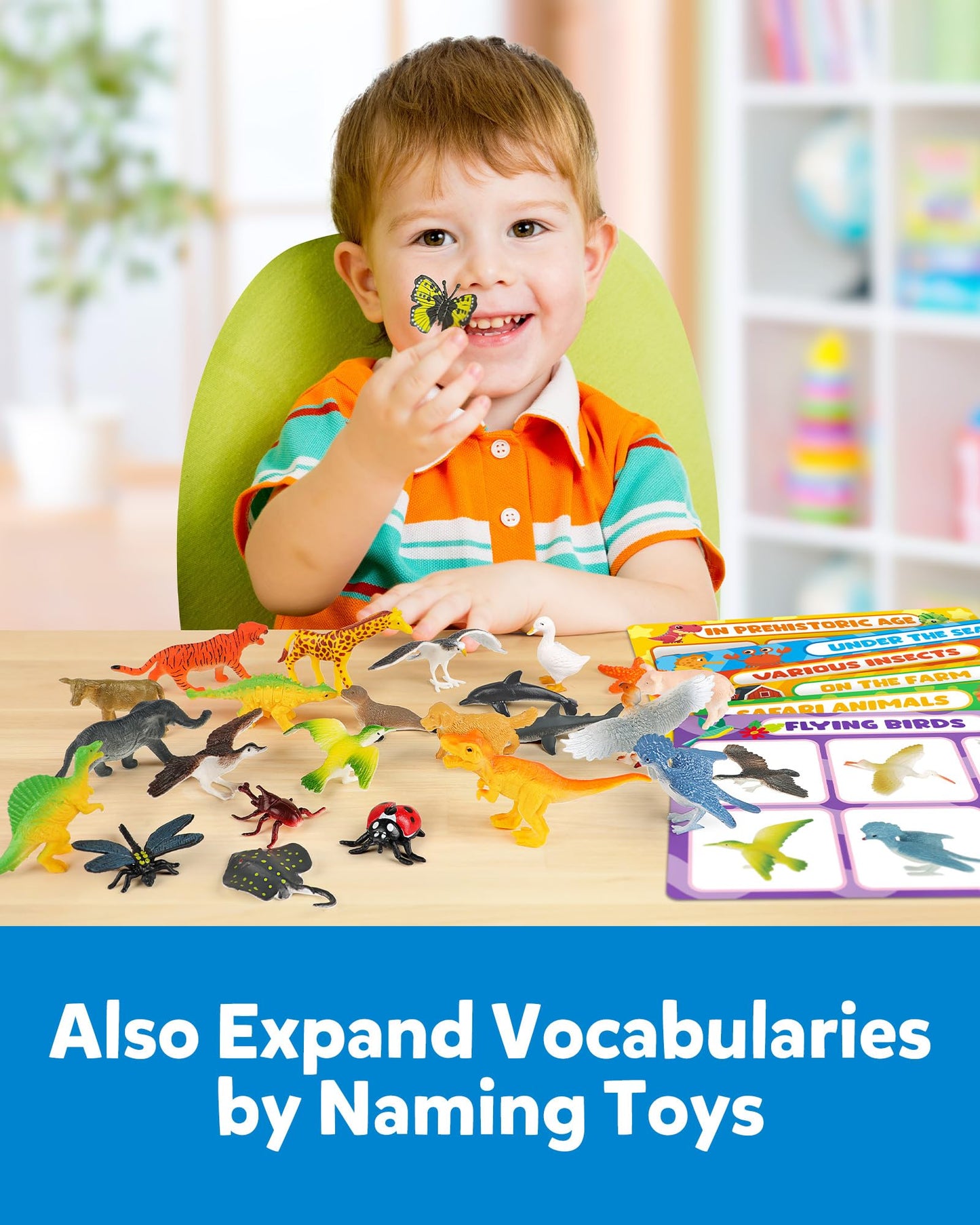 Coogam Sorting Toys for Toddles, Animals Figures Dinosaurs Birds Insects Cognition Matching Game Playset, Fine Motor Learning Activities Educational Toy Gift for 3 4 5 Year Old Kid