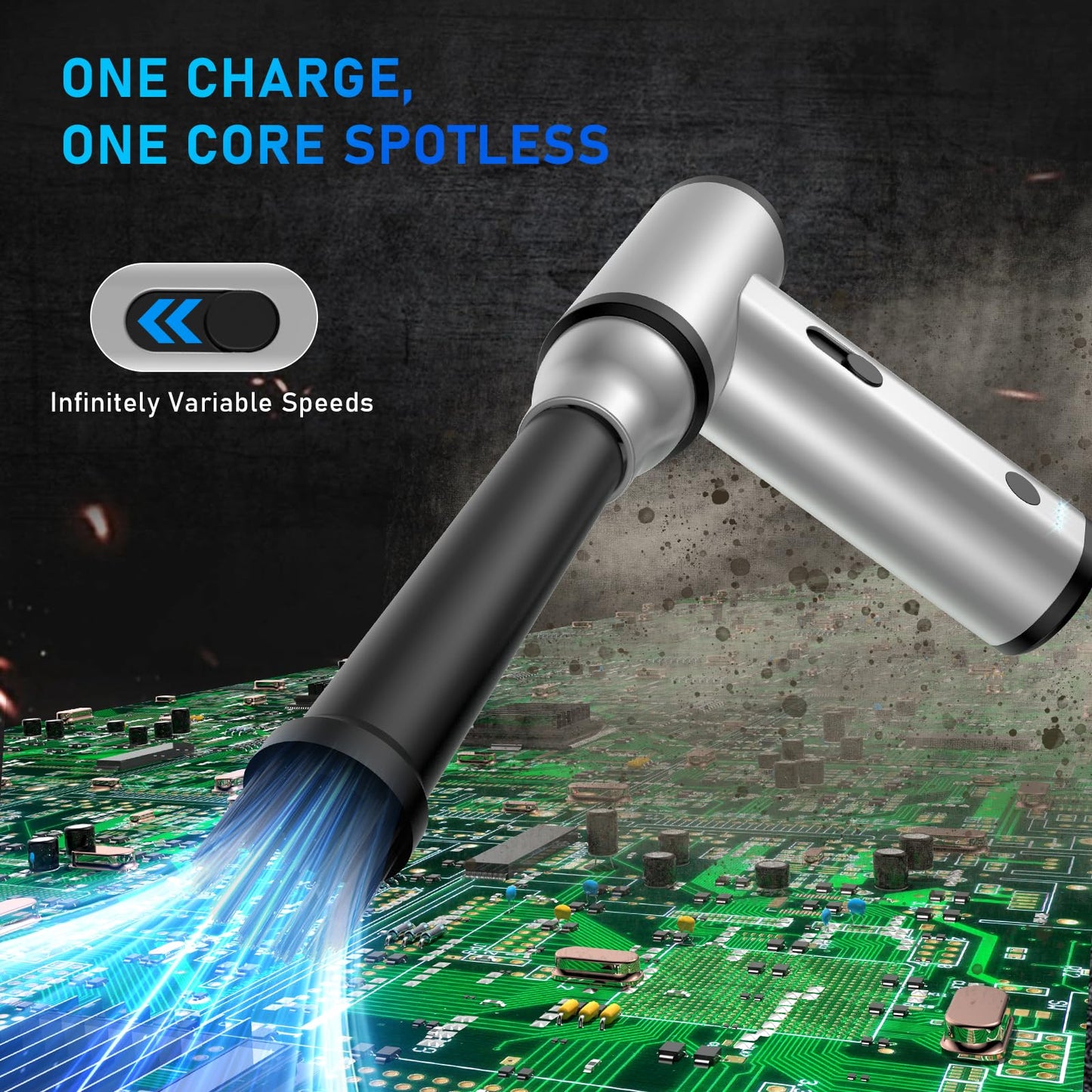 Compressed Air Duster, 300000RPM Air Duster Electric Cleaner for PC Deep Cleaning, Keyboard, Cordless Air Blaster, Replace Compressed Air Can-No Canned Air Duster