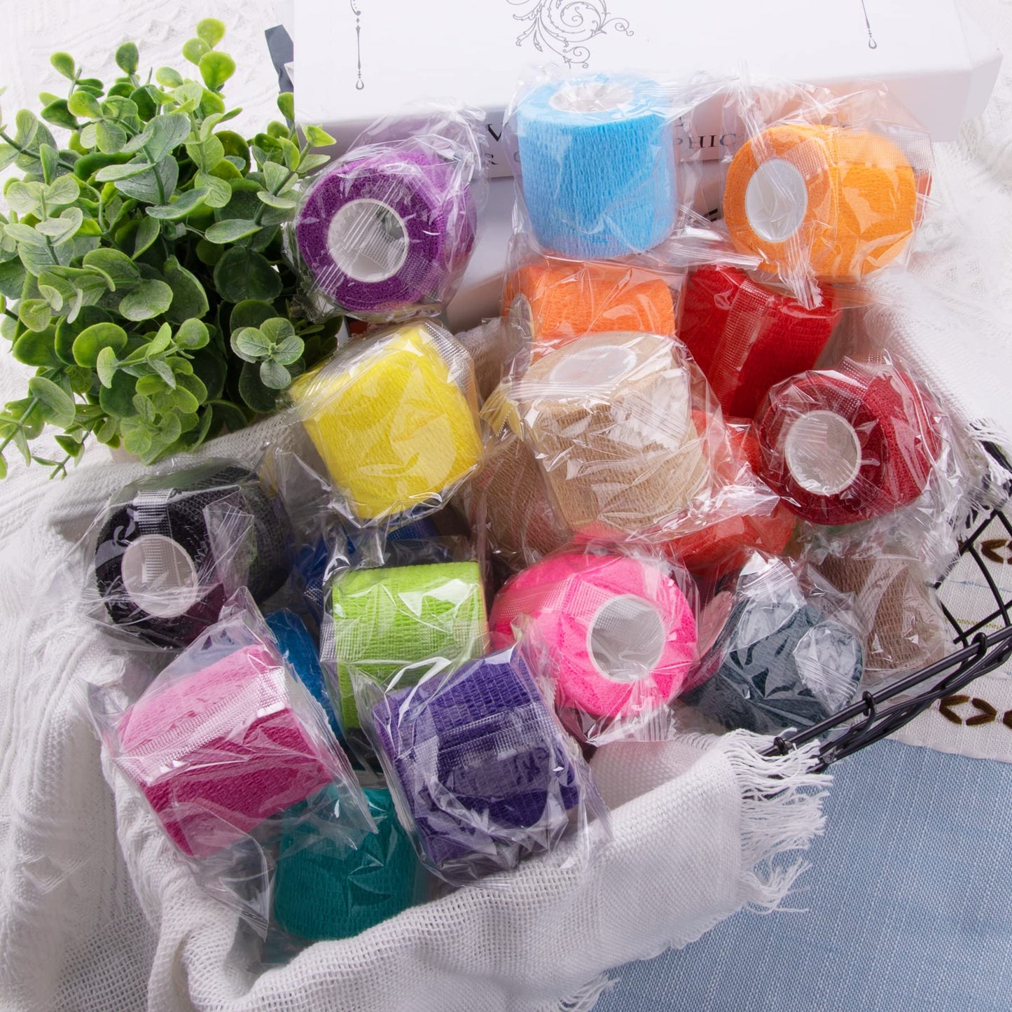 BQTQ 72 Rolls Self Adherent Bandage Cohesive Wrap Athletic Tape 2" x 5 Yards Breathable Stretch Wrap Sports wrap Cohesive Bandage Tape Roll for Ankle Sprains & Swelling,Human, Animals(Rich Color)