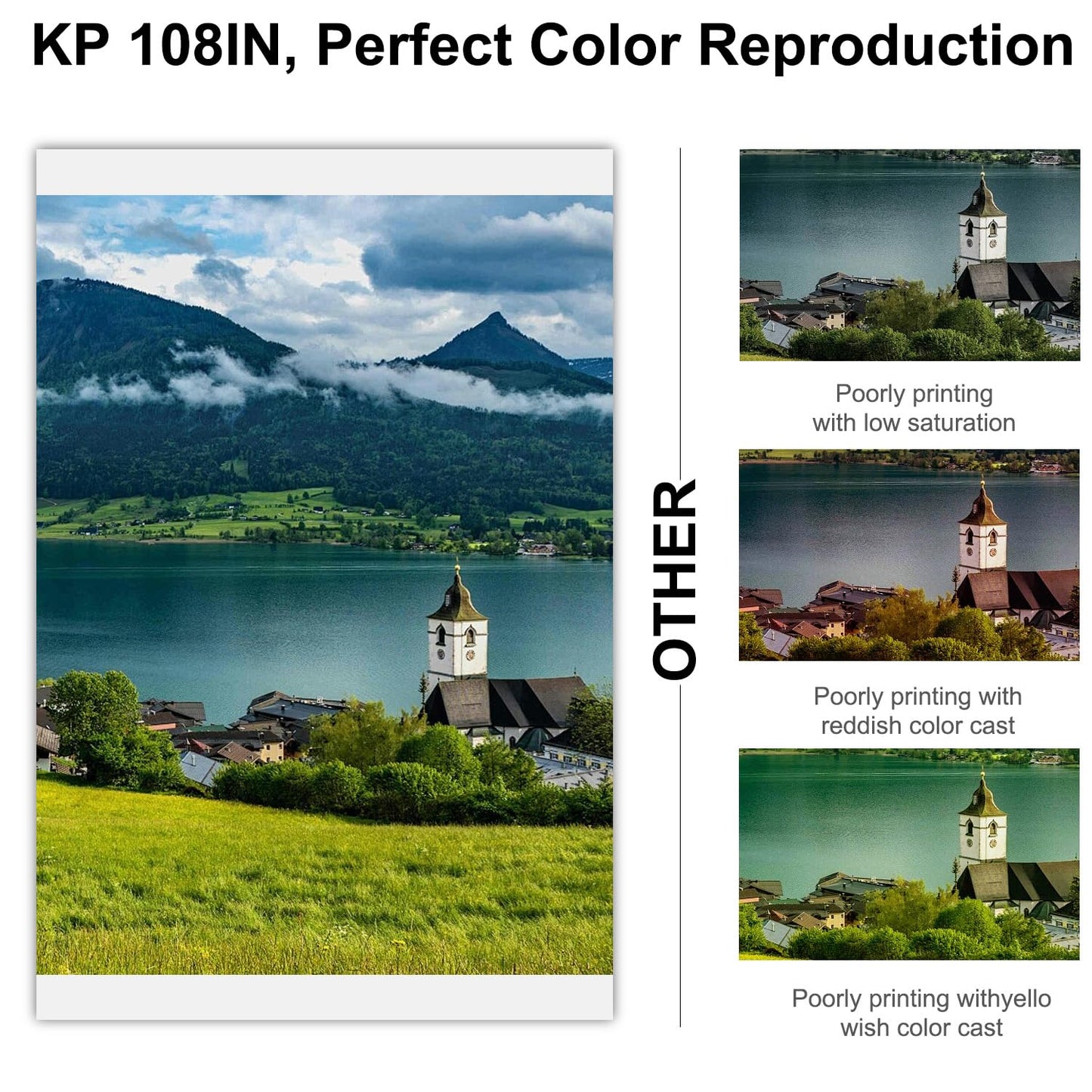 Compatible for Canon Selphy CP1300 Paper and Ink-KP108IN 3 Color Ink Cartridges & 108 Sheets 4x6 Photo Paper for Selphy CP1300, CP1200, CP1500, CP910, CP900, CP760, CP770, CP780 CP800 Printer