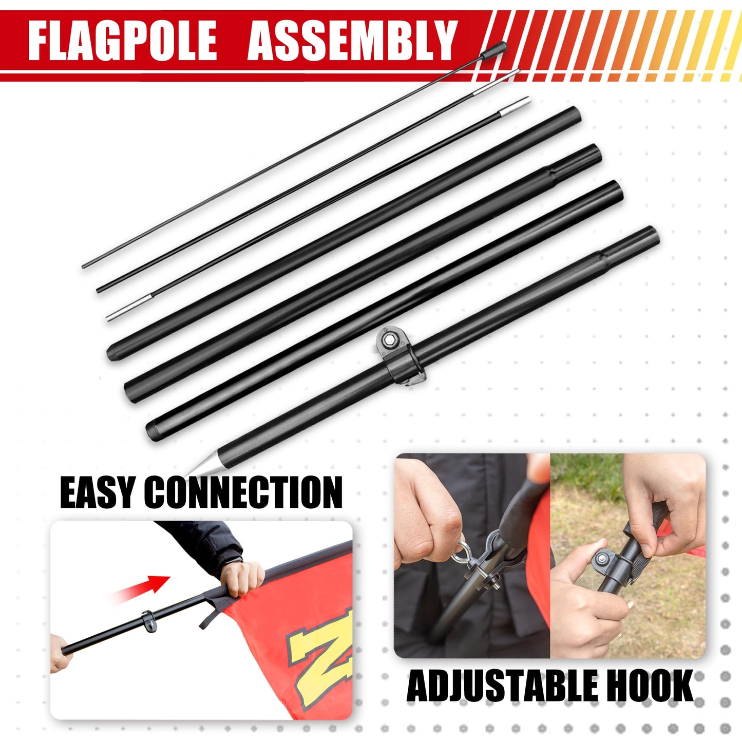 Anley 7.5 FT Open Feather Flag Banner Kit - Outdoor Swooper Advertising Flags with Pole and Stake – Open Sign for Storefront, Business Promotion, Events, Trade Shows – Weather Resistant & Easy Setup