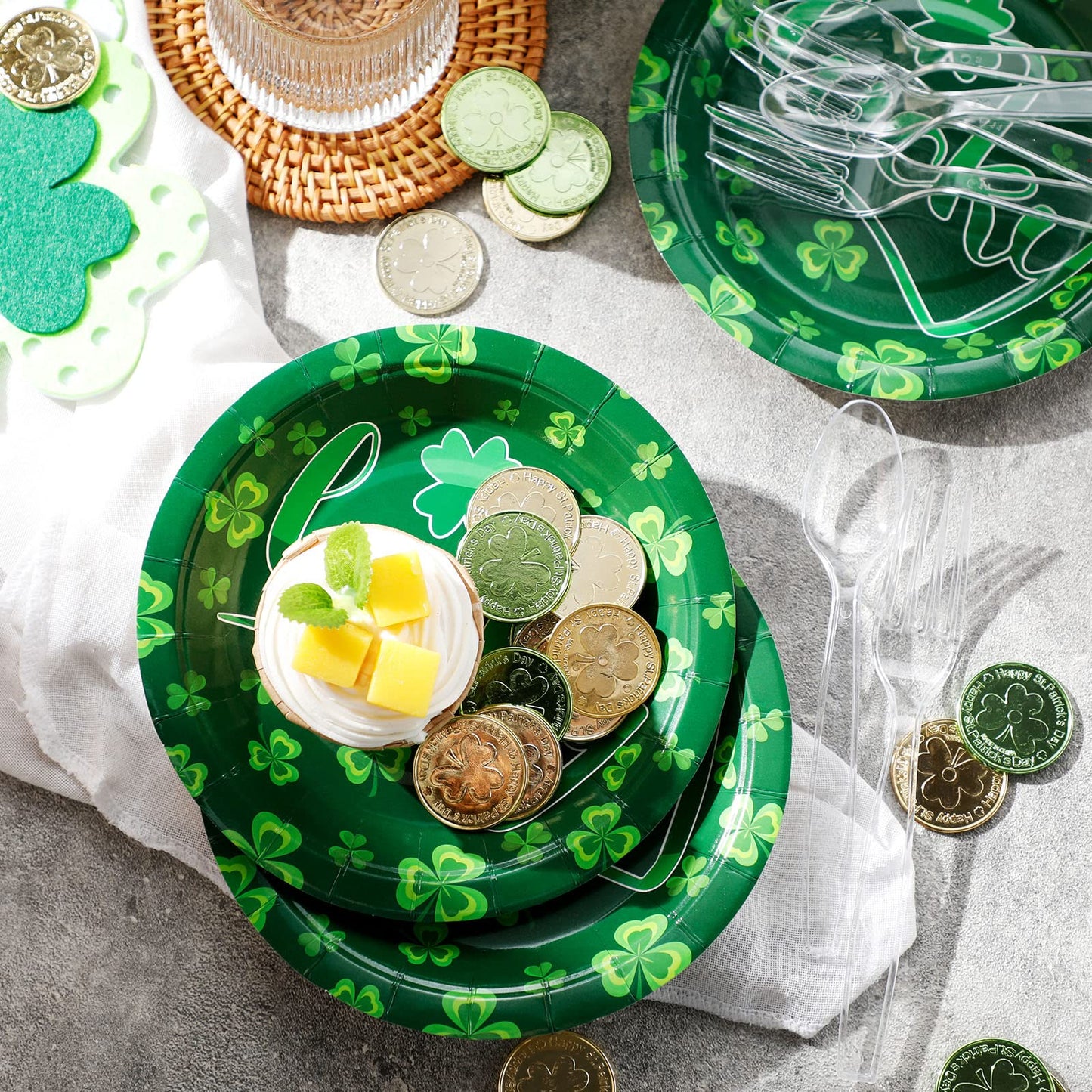 Zopeal 80 Pcs St. Patrick's Day Paper Plates Disposable 7 Inch St Patricks Day Dessert Plates Green Shamrocks Plate Cake Decorative Dinnerware for St Patricks Party Supplies