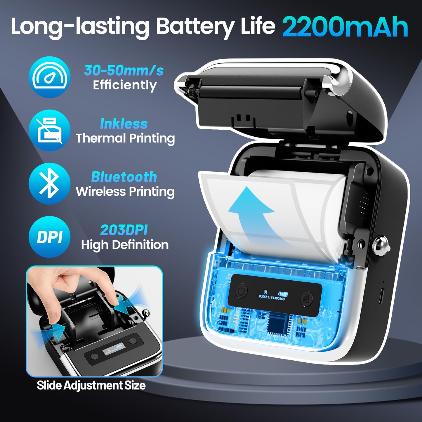 Phomemo M250 Label Maker, 3 Inch Thermal Label Maker Machine with Tape, Versatile App with 1500 Icons & 200 Templates, Thermal Barcode Label Printer for Small Bussiness, Office, Home, with 100 Labels