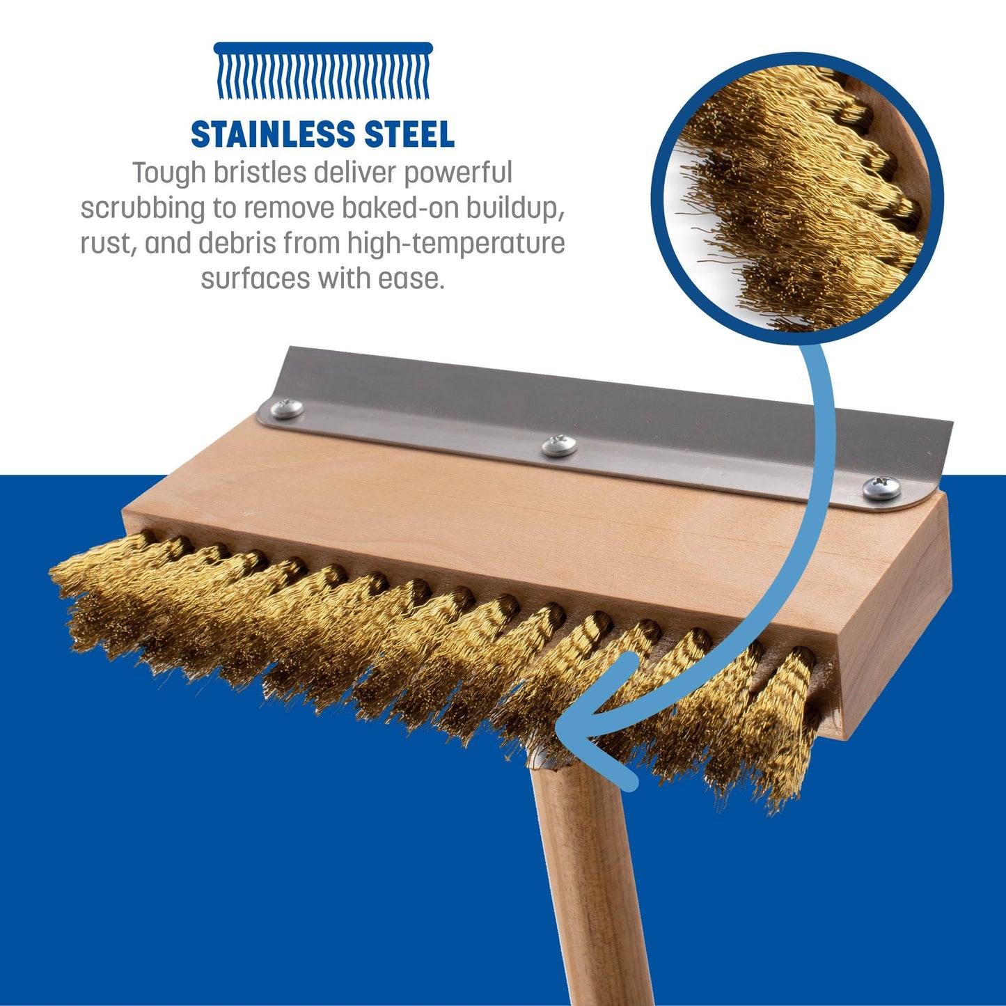 Carlisle FoodService Products Wood Oven Scraper, Oven Brush with Handle, 42 Inches, Brown