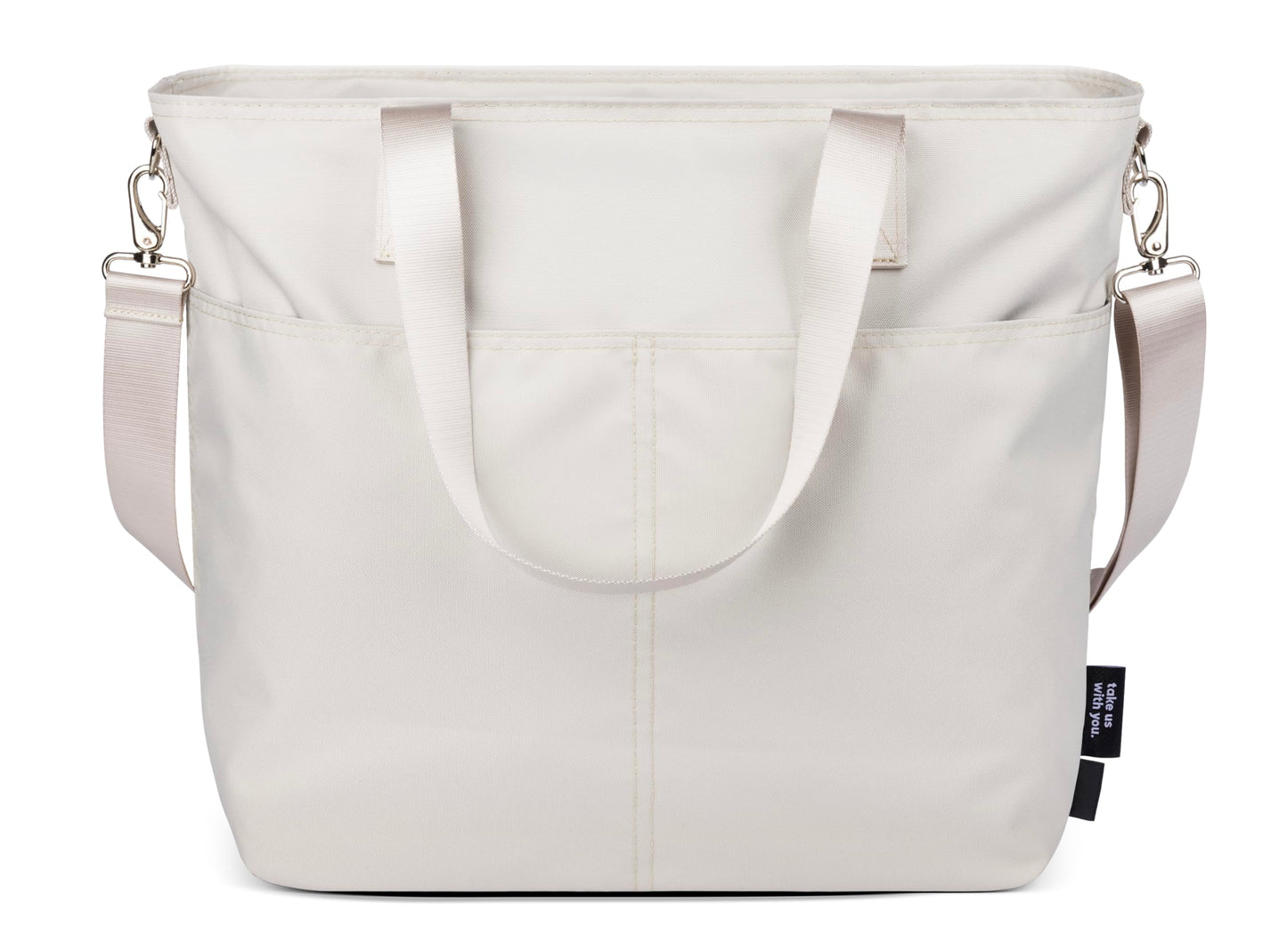 Simple Modern Tote Bag for Women | Medium Water-Resistant Laptop Purse with Compartments and Zipper Top | Shoulder Bag with Pockets for Work, Travel & School | Almond Birch