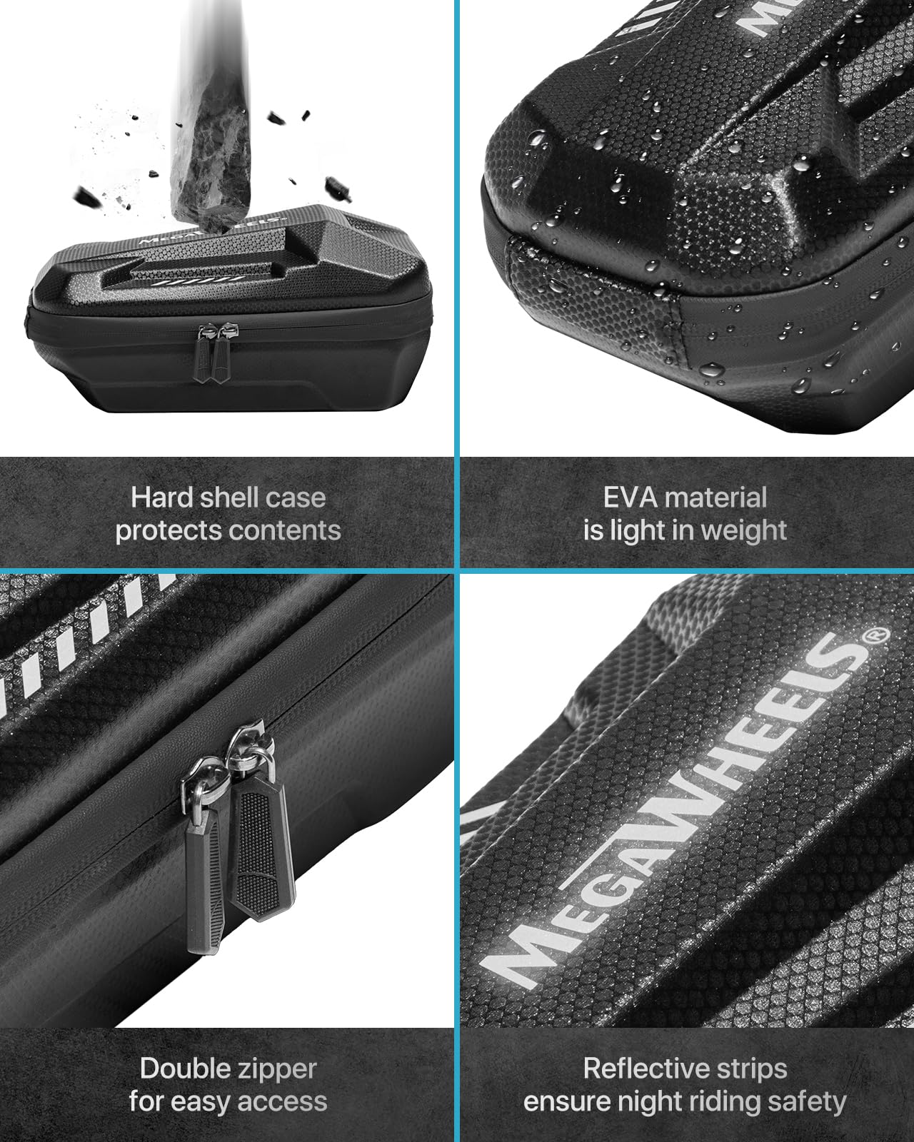 MEGAWHEELS Electric Scooter Bag,Universal Waterproof Escooter Handbar Hanging Bag Wtih 3 Independent Pockets for Carrying Chargers, Phone, Keys,Tools，4L,Tool-Free Installation