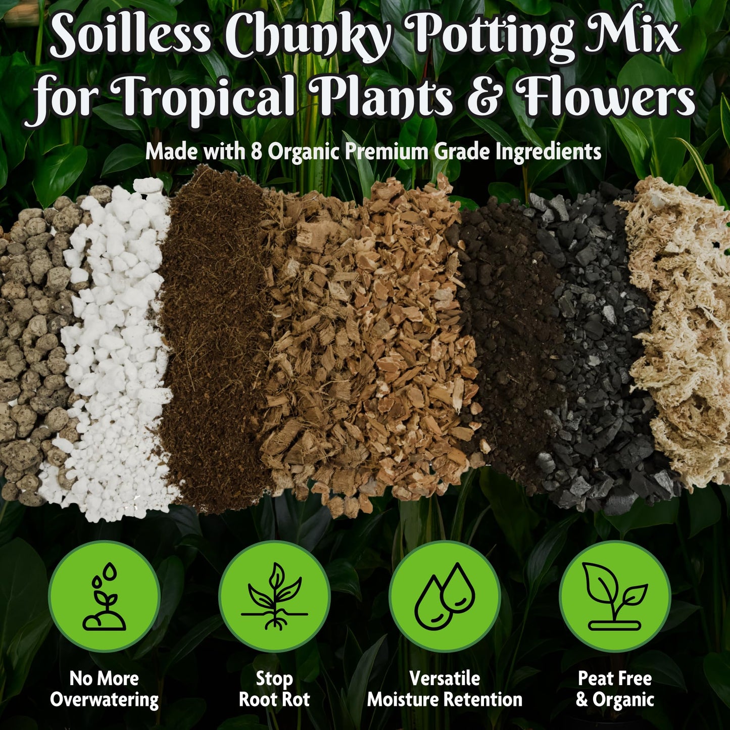 Forbidden Cereal Soilless Houseplant Potting Mix - Chunky Soil for Aroid Tropical Plants & Flowers - 8 Ingredients, No More Overwatering, Versatile Moisture Retention, Peat Free & Organic - 7.1L Bag