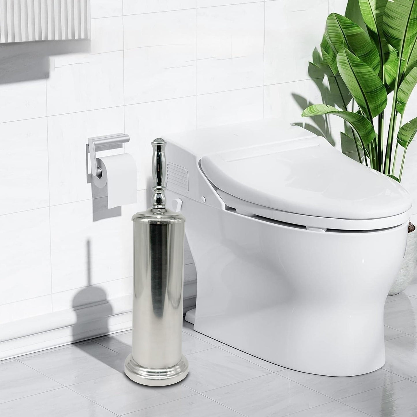 Indecor Home Metal Toilet Bowl Brush with Holder Premium Bathroom Cleaning Set Rustproof Hygienic Durable Elegant Finish