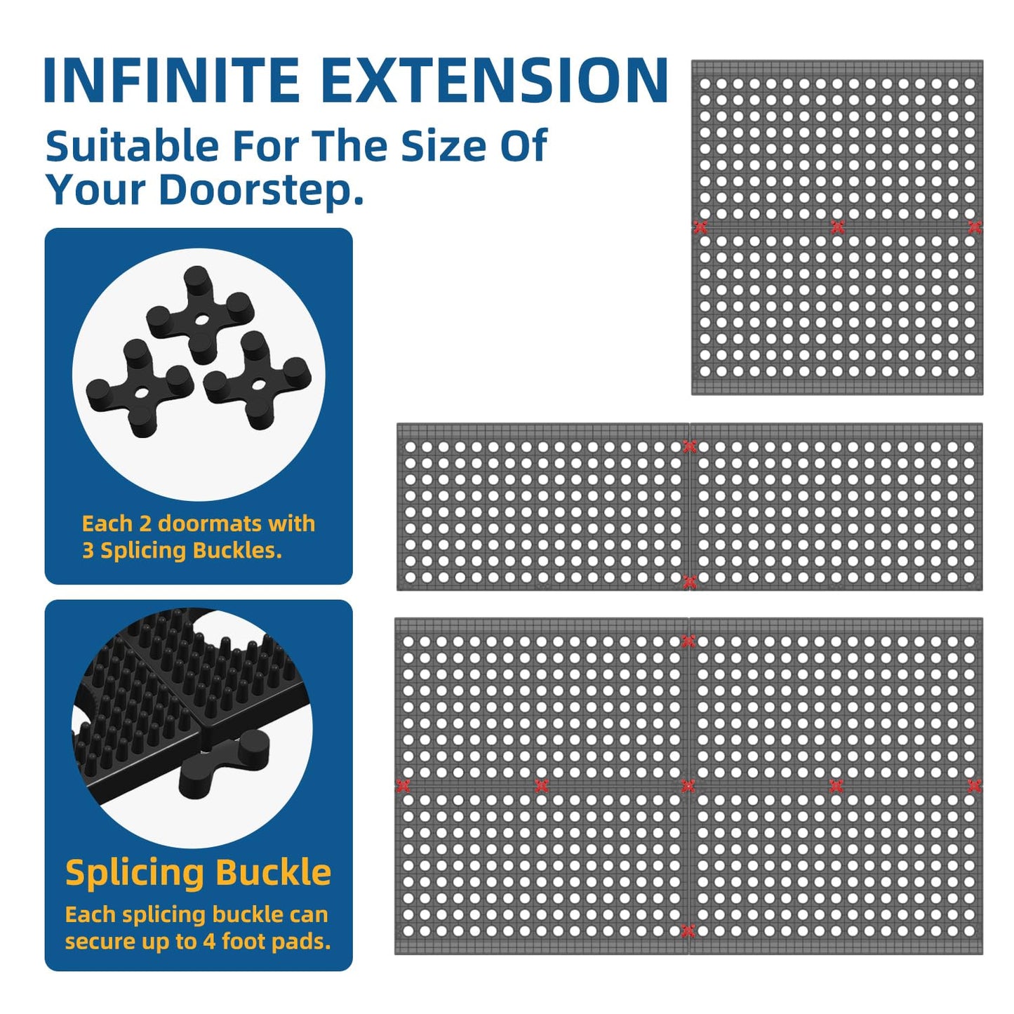 Mibao Front Door Mat, Heavy Duty All Weather Dirt Trapping Waterproof Non-Slip Drainage Welcome Entrance Doormats, Mud Mat for Garage Home Pool Entry Commercial, 29.5" x 17", Black