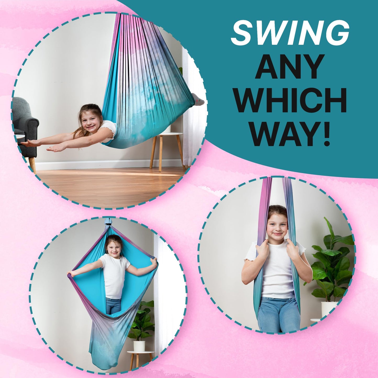 Indoor Sensory Swing for Kids or Outdoor – Holds 300lbs, Double-Layer, & 360° Swivel, Calming Compression Therapy Swing Hammock for Kids & Adults with All Hardware – Sensory-Motor Toys & Gifts
