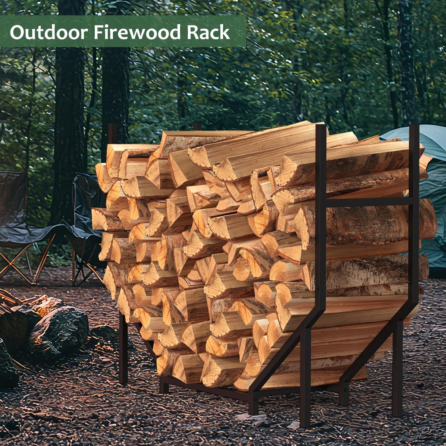 CADUKE Firewood Rack Outdoor 3.2ft Heavy Duty Fire Wood Storage Racks for Indoor Upgraded Metal Log Holder for Firewood Fireplace Wood Pile Storage Stacker Organizer