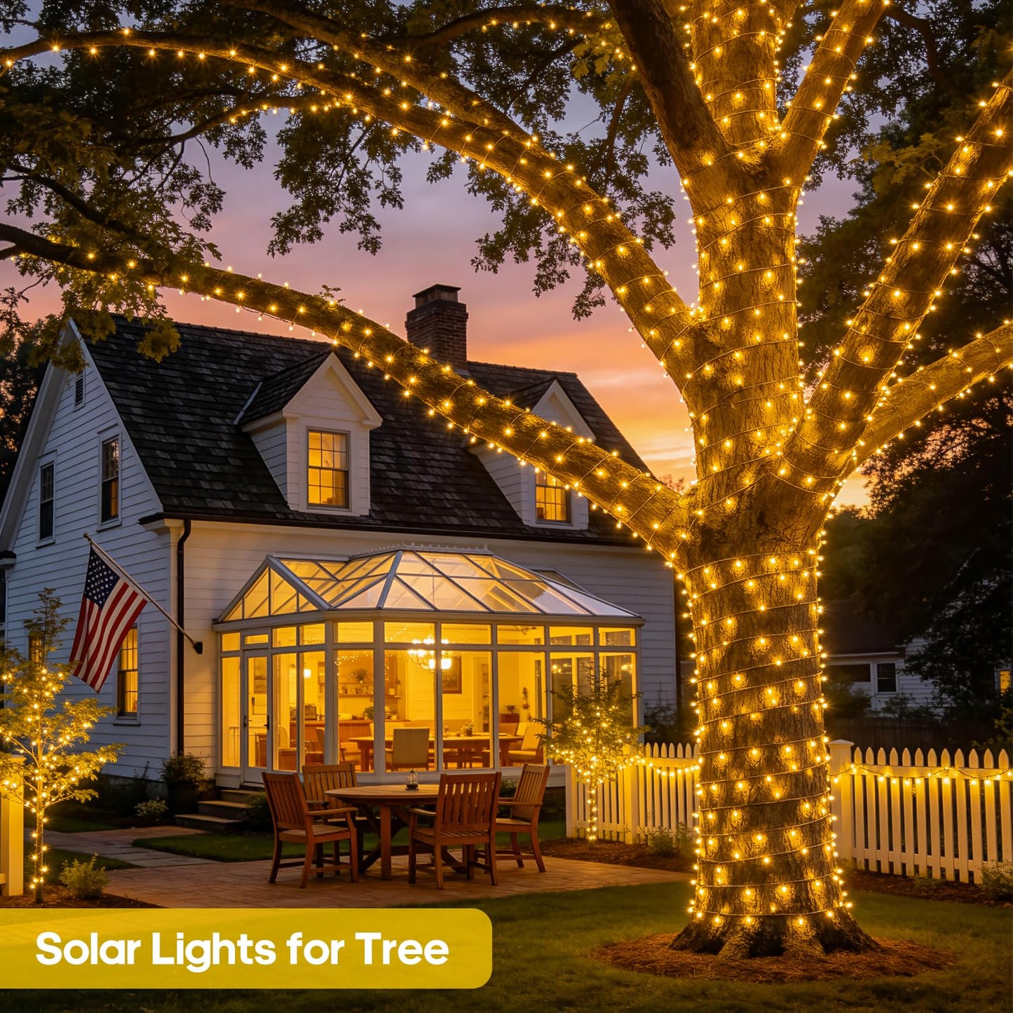 JMEXSUSS 2 Pack Solar String Lights Outdoor Waterproof, Total 400 LED 151FT Solar Christmas Lights with 8 Modes, Solar Tree Lights for Outside Garden Patio Party Christmas Decorations (Warm White)