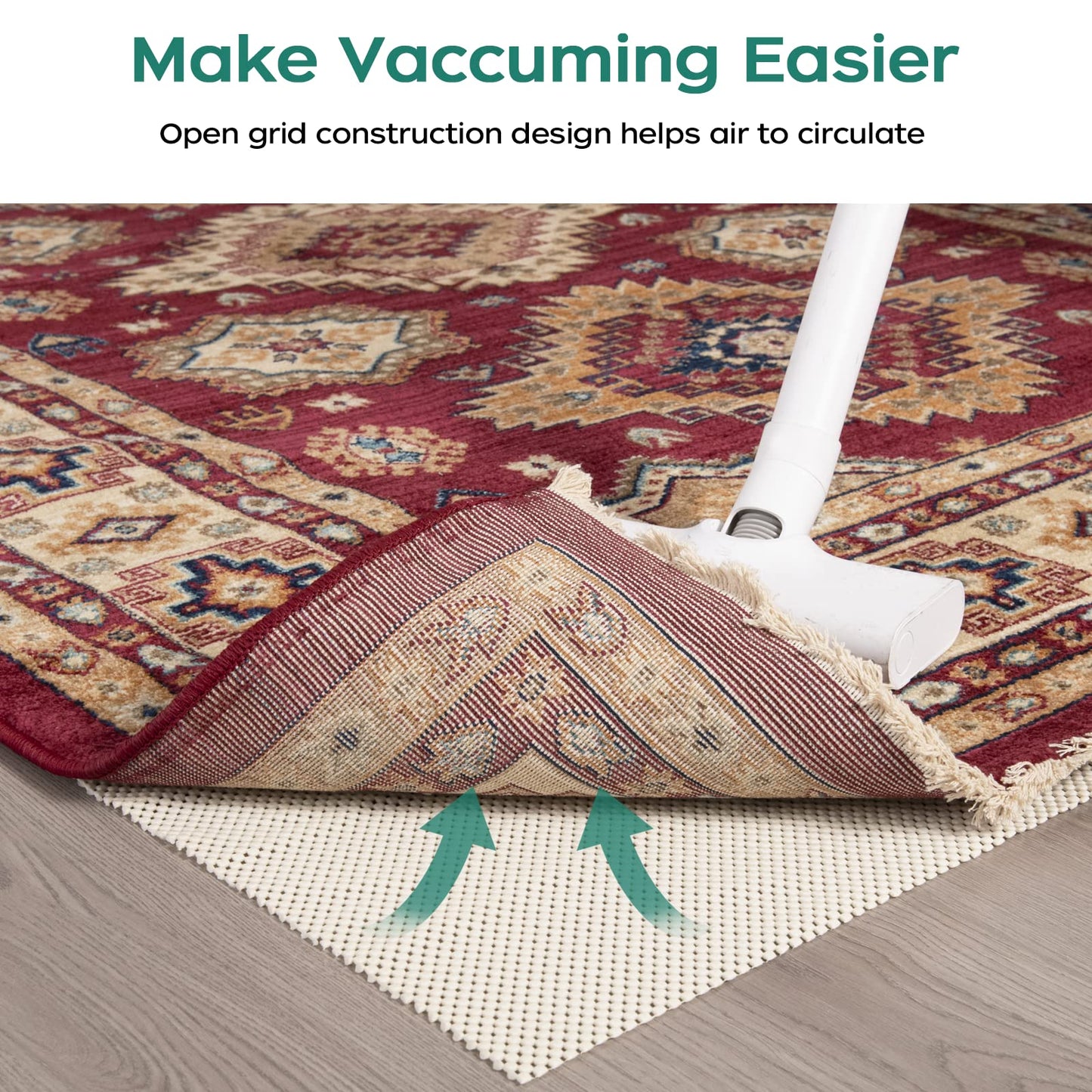 BAGAIL BASICS Non Slip Rug Pad Gripper 8 x 10 Feet Extra Thick Carpet Pads for Area Rugs and Hardwood Floors, Keep Your Rugs Safe and in Place
