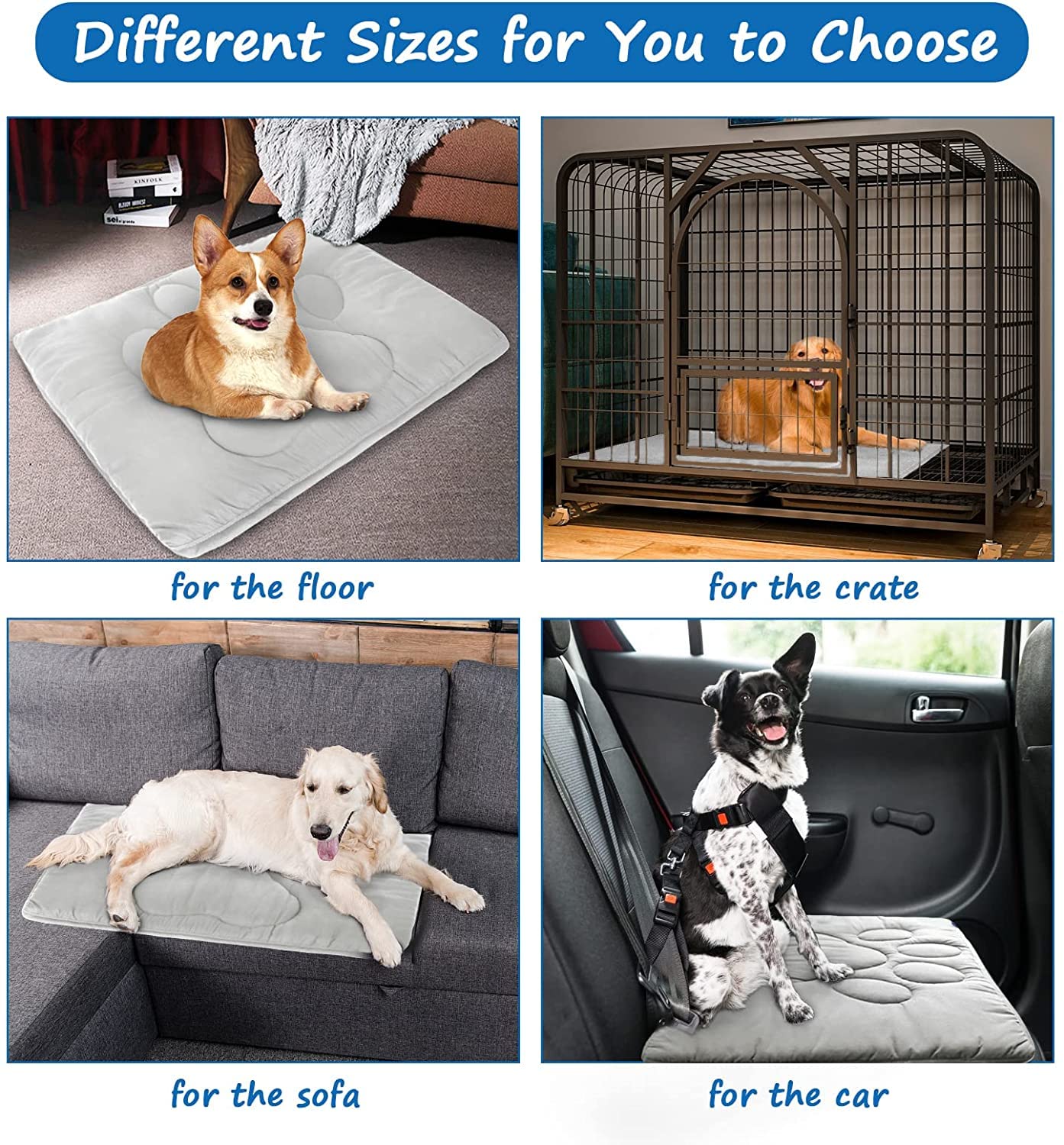 Dog Crate Mat 24/30/36/42/48 Inch, Warm & Soft Dog Bed Mat with Anti-Slip Bottom, Dark Colored to Hide Stains, Dog Kennel Pad for Sleeping, Washable Pet Mattress
