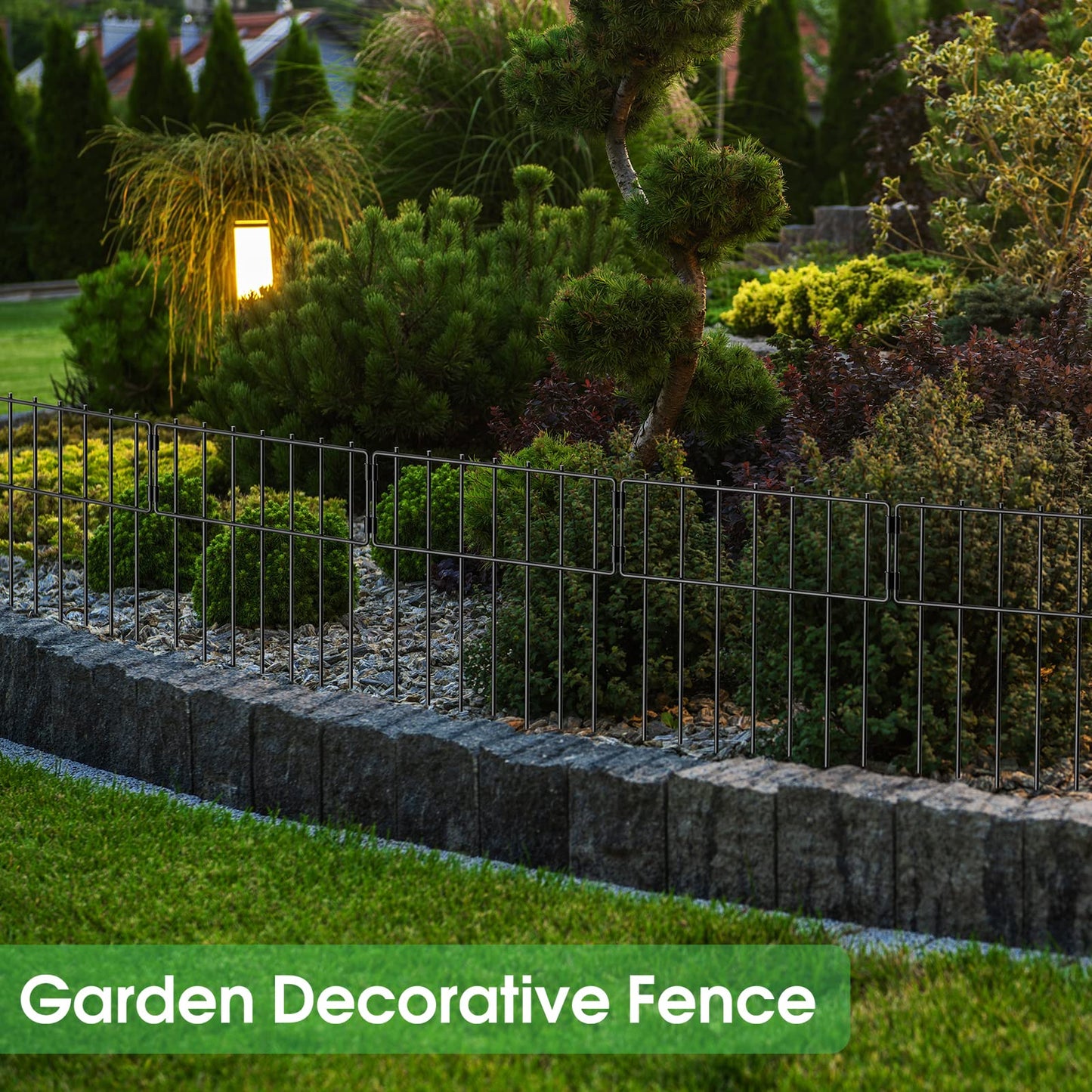 10 Pack Animal Barrier Fence, Total 16.7 Inch(H) X 10.8 Ft(L) Decorative Garden Fence, Rustproof Metal Barrier Bottom Fence, Dog Rabbits Ground Stakes Border Fence for Garden, Yard.
