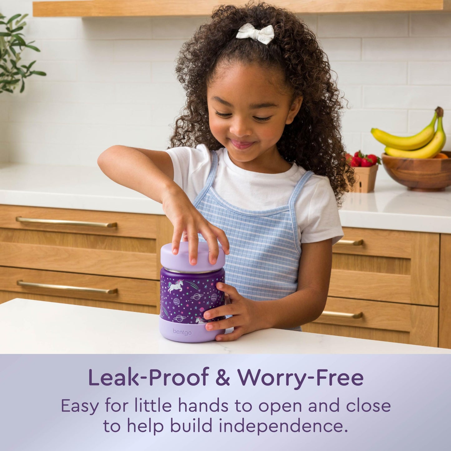 Bentgo Kids Stainless Steel Food Jar - 11oz Leak-Proof Double Insulated Hot or Cold Food Container with Removable Silicone Bumper, Dishwasher Safe, Easy Open Lid, Ages 3+ (Unicorn)