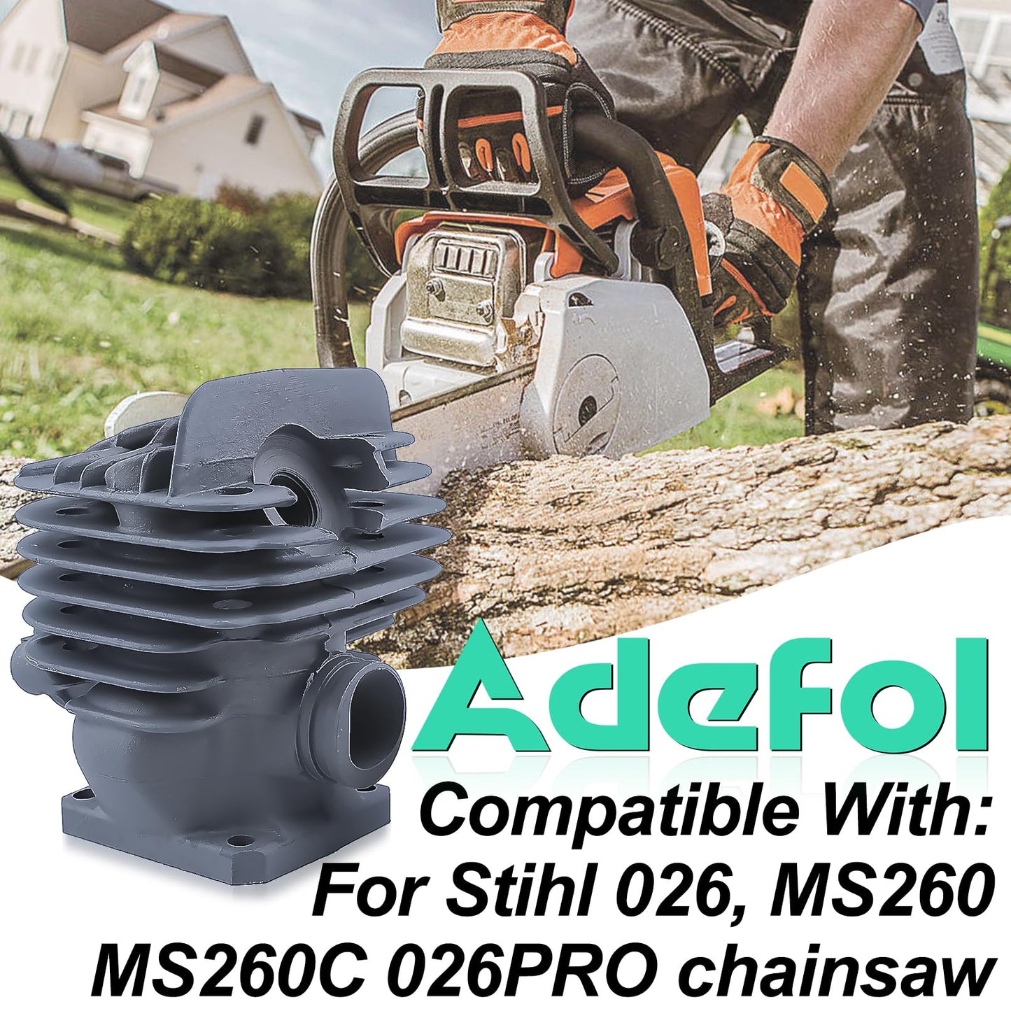 Adefol Cylinder Piston Kit for Stihl 026 MS260 Series Chainsaw, Nikasil 44.7mm Cylinder Kit + Piston + Gaskets + Oil Seals + Spark Plug + Decompression Valve Spare Parts Kit 16 in 1# 1121 020 1217