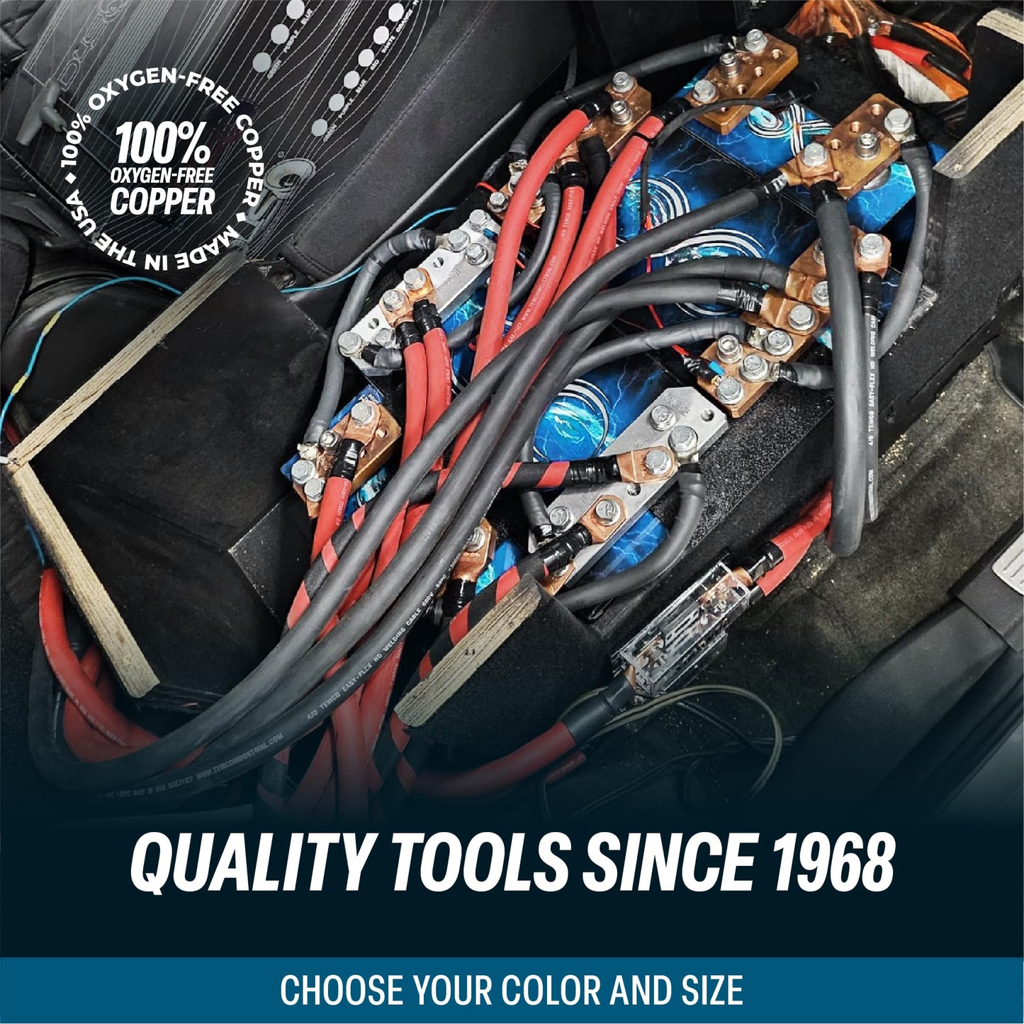 TEMCo Welding Lead & Car Battery Cable WC0202-50' Black/Red (25' Blk, 25' Red) 6 Gauge AWG