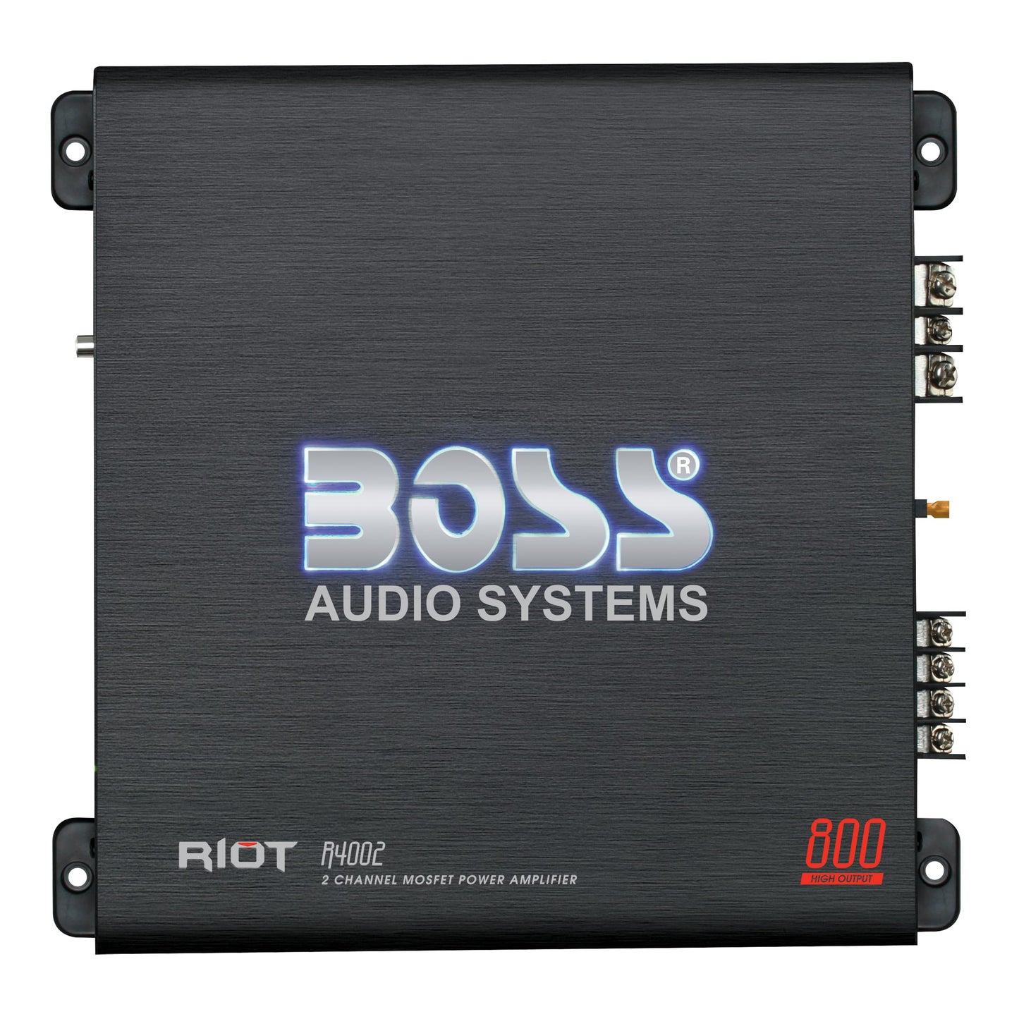 BOSS Audio R4002 Riot 800-Watt Full Range, Class A/B 2 to 8 Ohm Stable 2 Channel Amplifier, Black