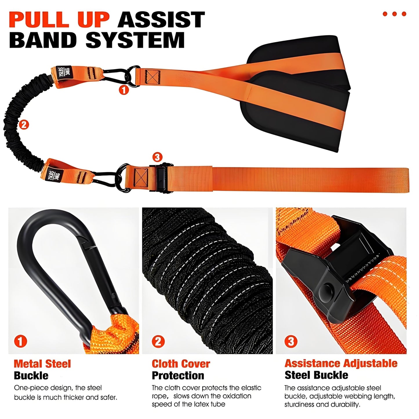 Pull Up Assistance Bands, 300lbs Heavy Duty Resistance Bands for Pull Up, 4 Bands Adjustable Workout Band for Women Men (Orange)