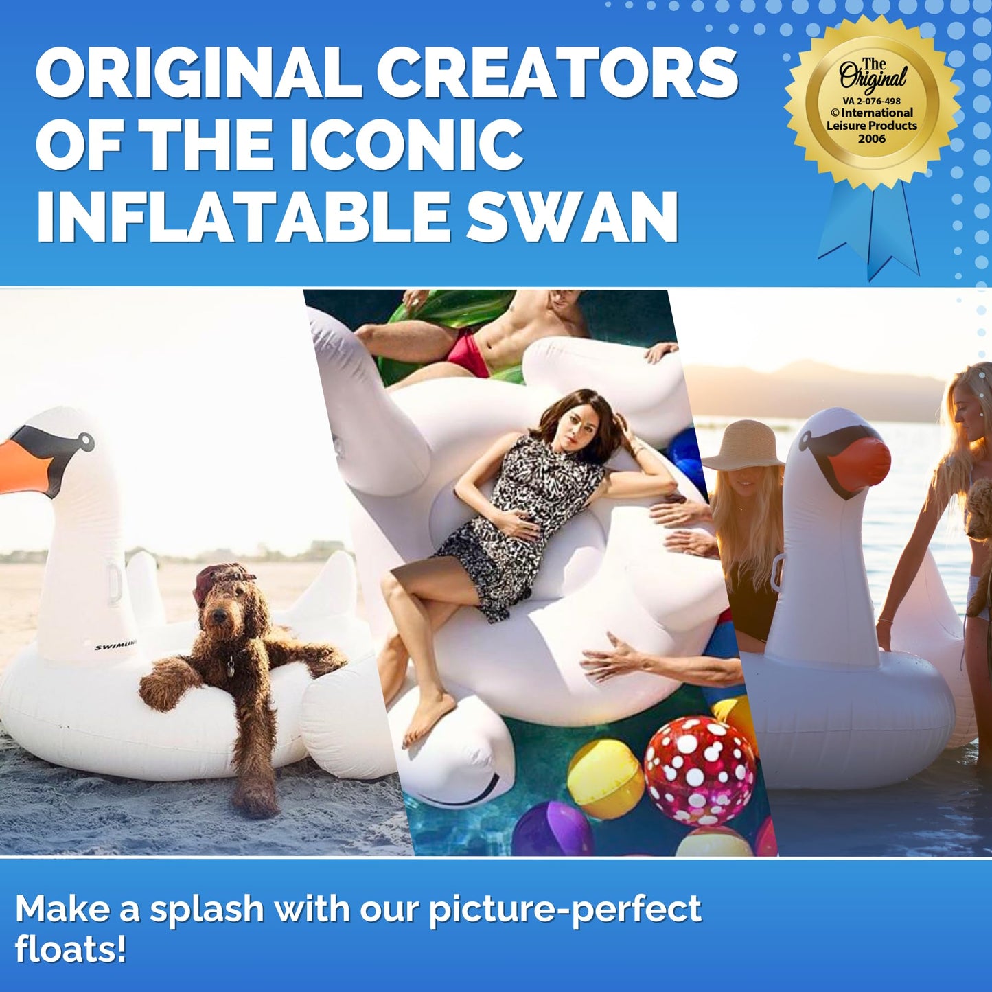 Swimline NT268 Giant Swan 75-Inch Inflatable Ride-On Pool Toy