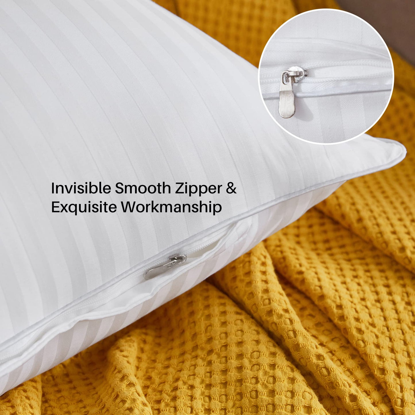 Oubonun 20 x 20 Throw Pillow Inserts, Firm and Fluffy Decorative Square Pillows for Couch Bed Sofa with Soft Cotton Cover White Cushion with Down Alternative Pack of 2