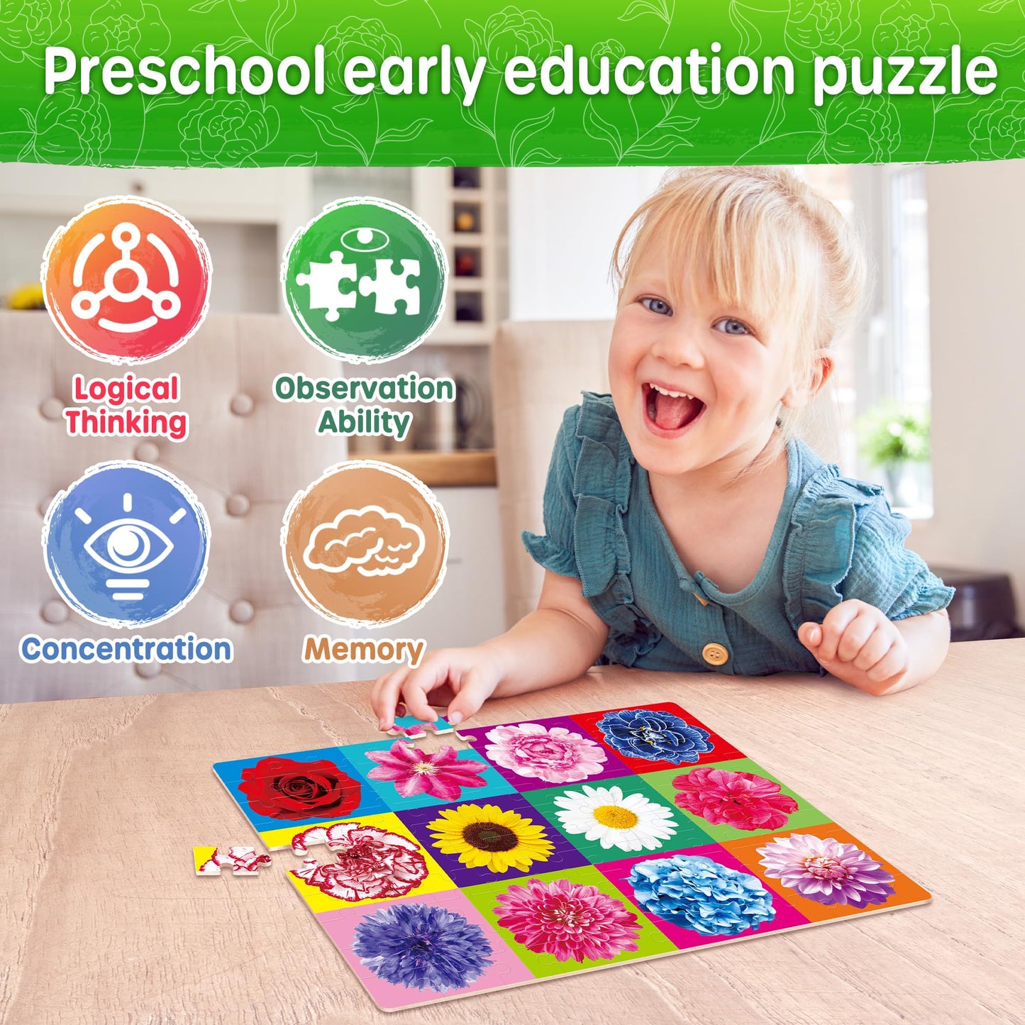 SYNARRY 100 Piece Puzzles for Kids Ages 4-6, Cats Dogs Flowers Donuts Puzzles for Kids Ages 6-8, Large Jigsaw Puzzles for 4-8 Years Old, Educational Toys Gifts for 3-5 5-8 8-10 Years Old Boys Girls
