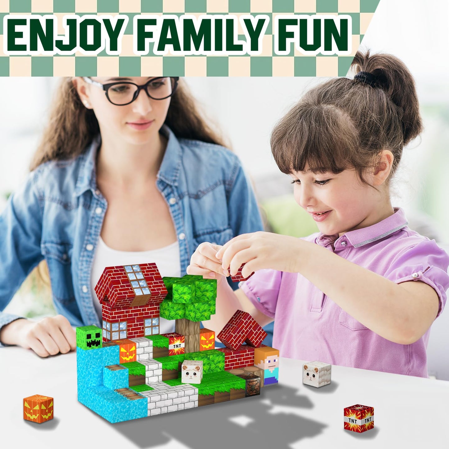100PCS Magnetic Blocks - Building Blocks Toy Magnetic Tiles STEM Sensory Outdoor Toys, Build World Cubes Toys Gifts for Kids Toddlers Boys Girls Age 3 4 5 6 7 8 9 10 11 12 Year Old