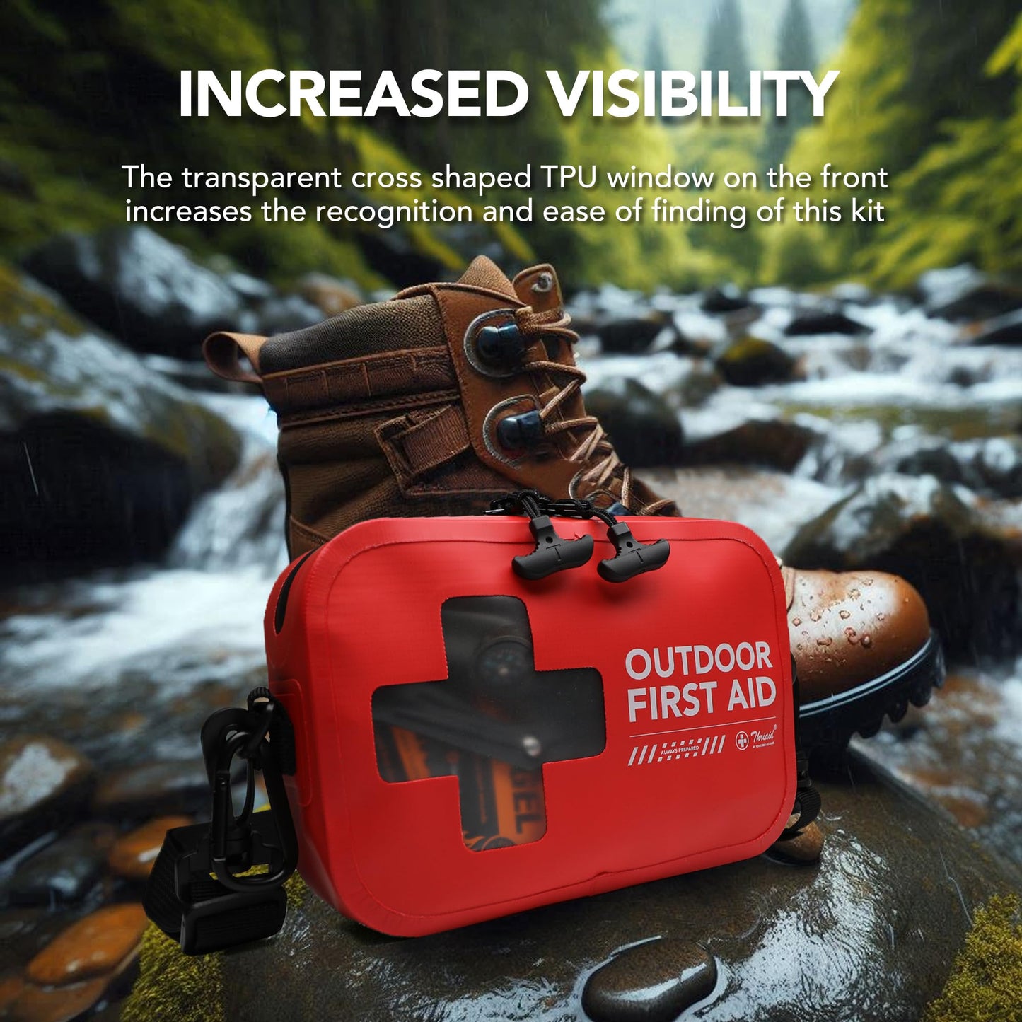 152 PCS Waterproof First Aid Kit, Portable Small Boat Dry Bag Bug Out Bags, Emergency Medical Kit Ideal for Boating, Camping, Fishing, Kayaking, Floating, Red