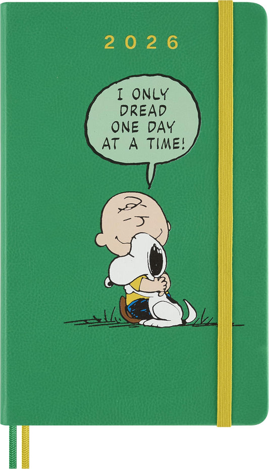Moleskine Limited Edition Peanuts 'Charlie & Snoopy' 12 Month 2026 Daily Planner, Hard Cover, Large (5" x 8.25"), Emerald Green, 400 pages