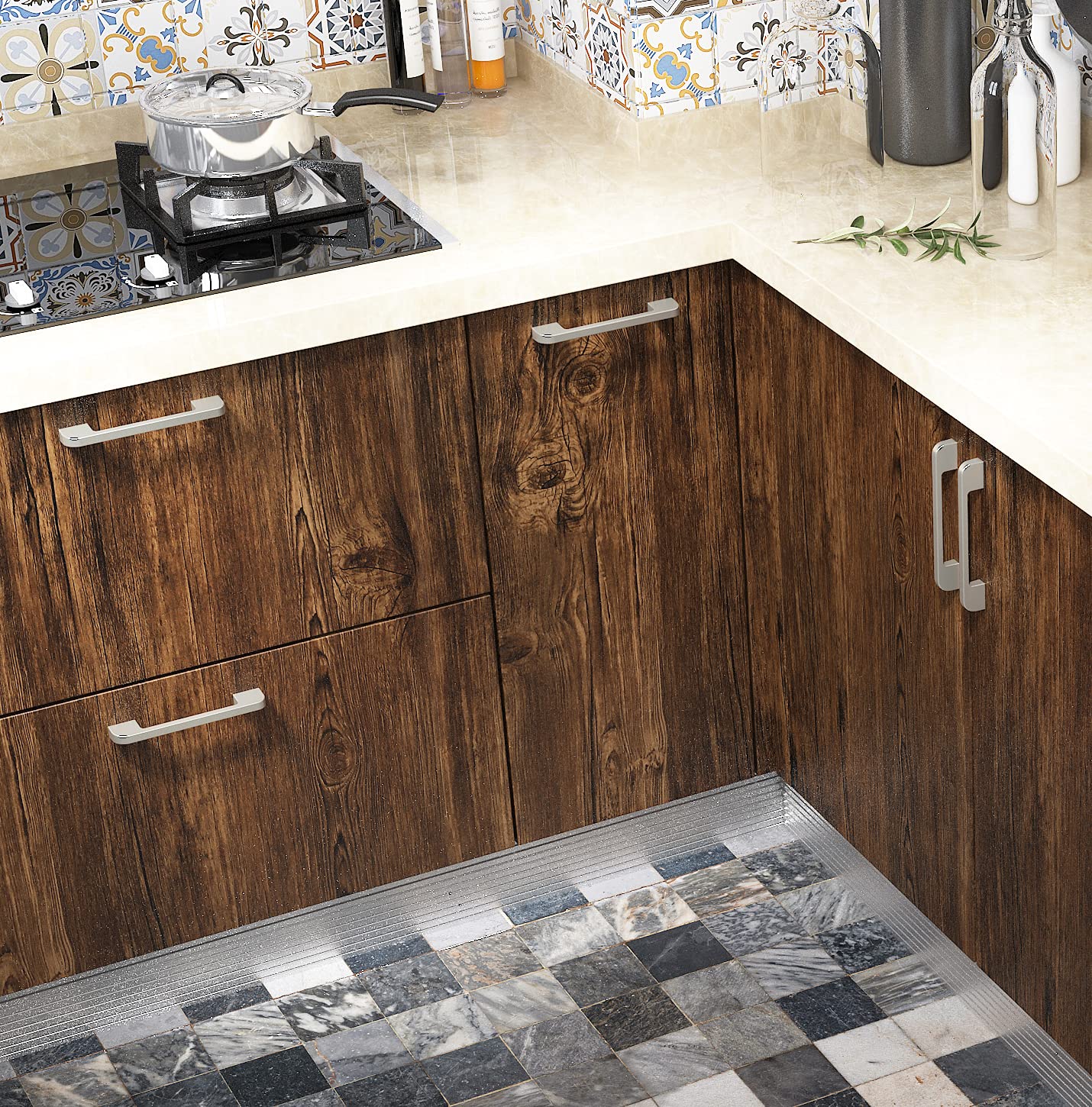 FunStick 24" x 200" Brown Wood Contact Paper for Cabinets Kitchen Countertops Rustic Wood Wallpaper Peel and Stick Distressed Wood Adhesive Paper Thick Wood Grain Removable Wallpaper for Furniture