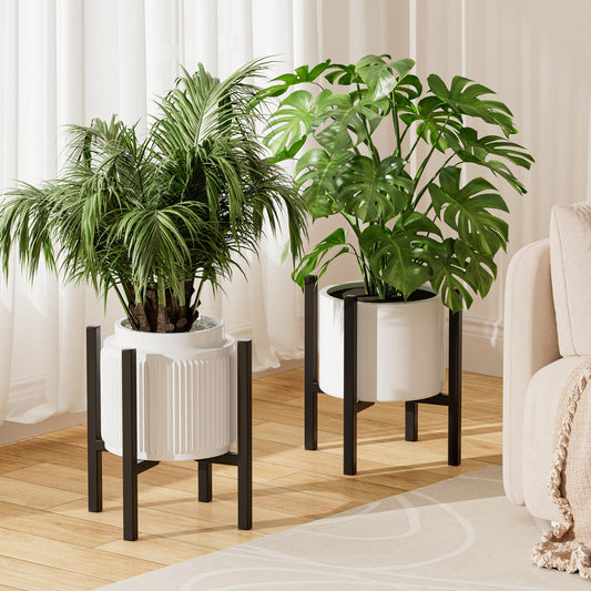 Adjustable Metal Plant Stand Outdoor & Indoor Fits for 8-14 inches Plant Pot Stand Mid Century Modern Planter Pot Holder Corner Plant Stands 2 Packs