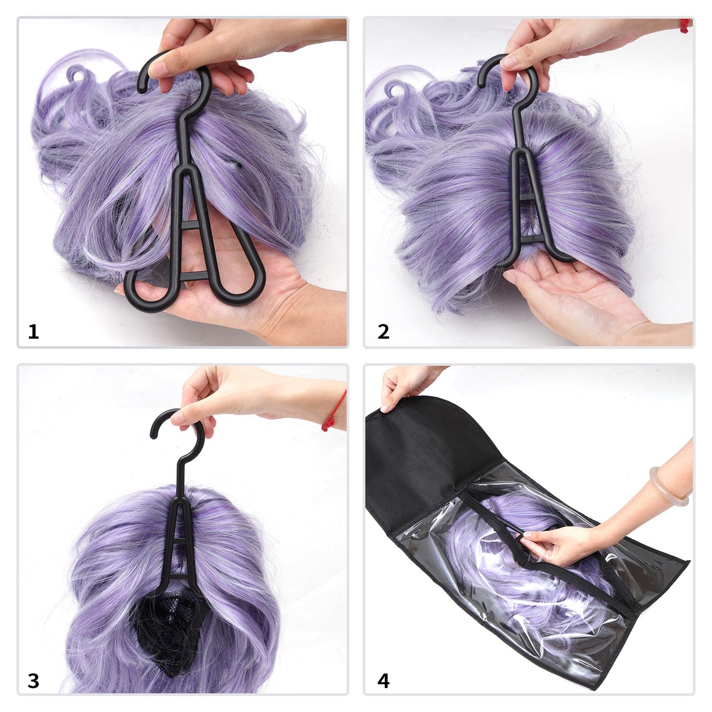 12PCS Hair Extension Holder Wig Storage Bags with Hanger for Multiple Wigs, Dust-proof Wig Hanger Hair Extension Storage Wig Bags for Hair Extensions, Wigs & Accessories