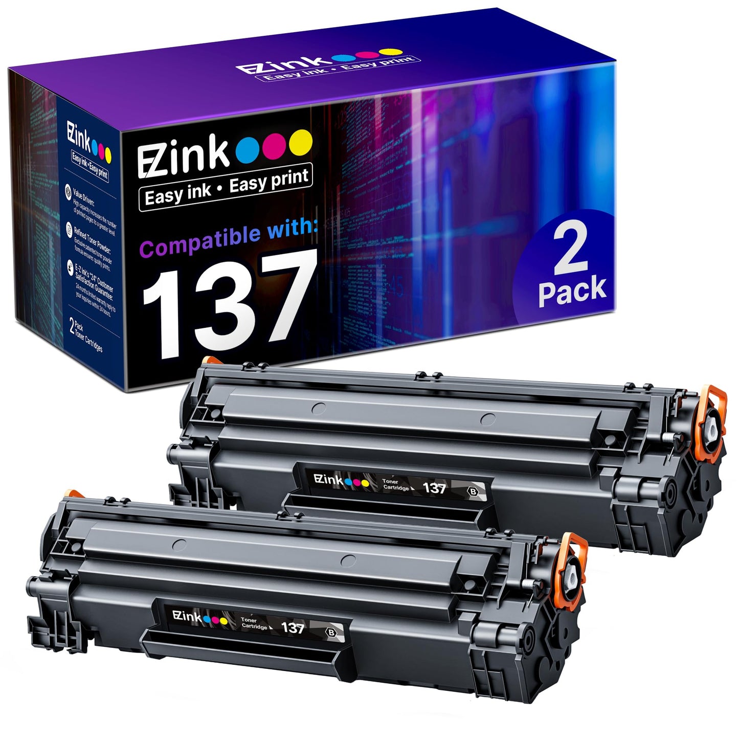 E-Z Ink 137 Black Toner Cartridge Compatible Replacement for Canon Cartridge 137 CRG137 CRG-137 Black Toner High Yield to use with ImageClass D570 MF232W MF227dw MF229dw MF244dw MF212dw MF230(2 Pack)