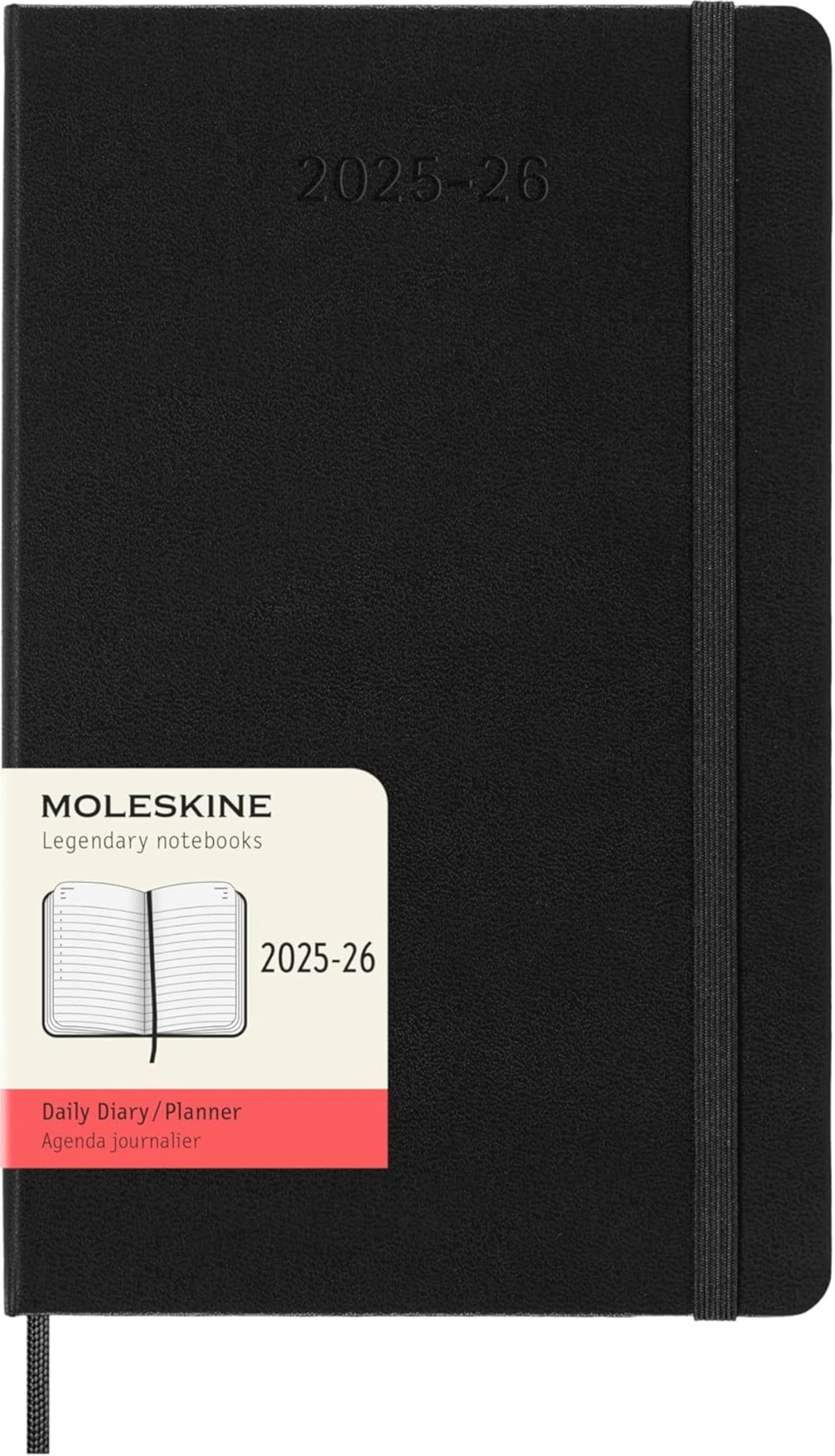 Moleskine Classic 18 Month 2025-2026 Daily Planner, Hard Cover, Large (5" x 8.25"), Black, 608 pages