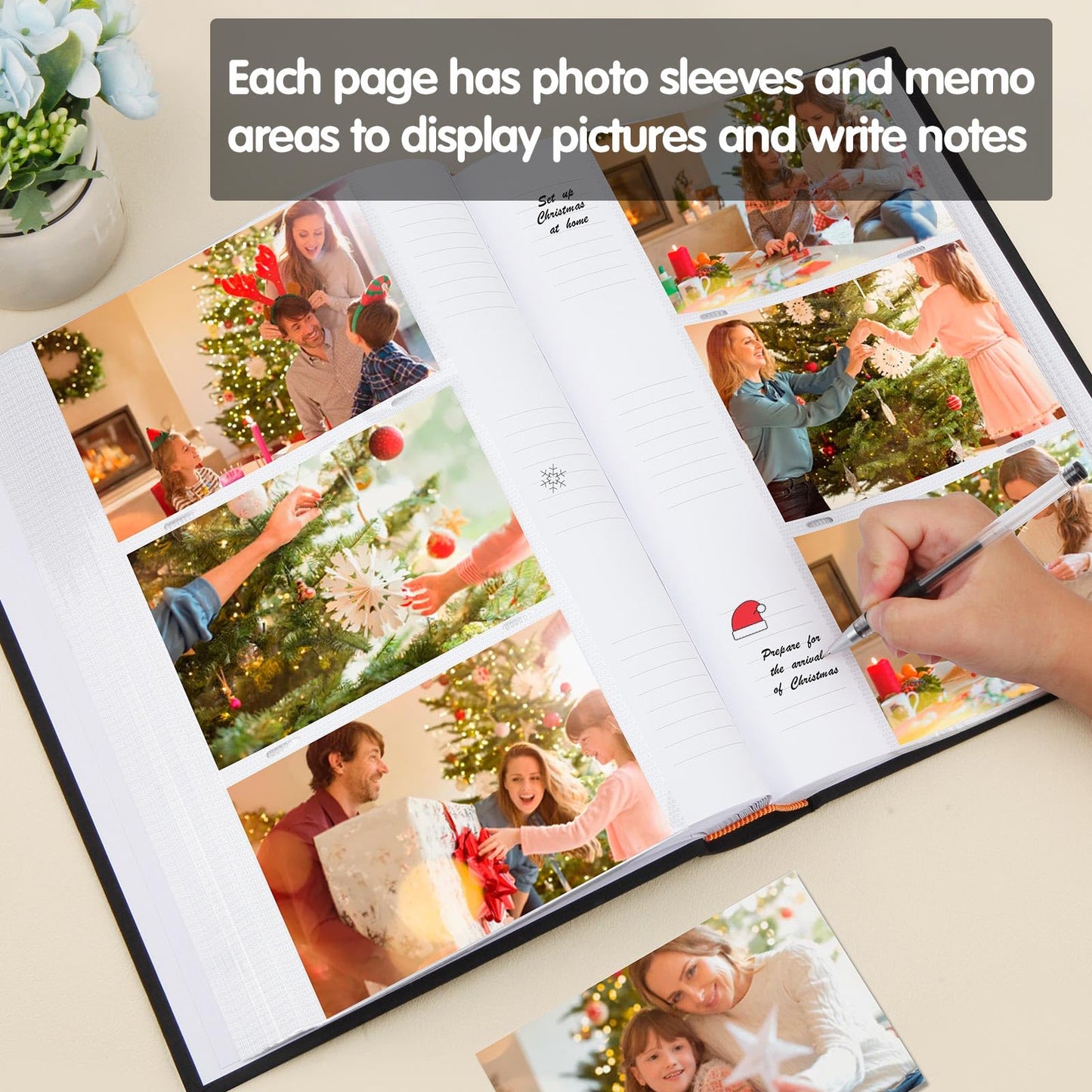 Xfveiwoo Photo Album 4x6 450 Pictures with Writing Space, Linen Cover Photo Book with Front Display Window for Family Wedding Baby Travel Memories, Black