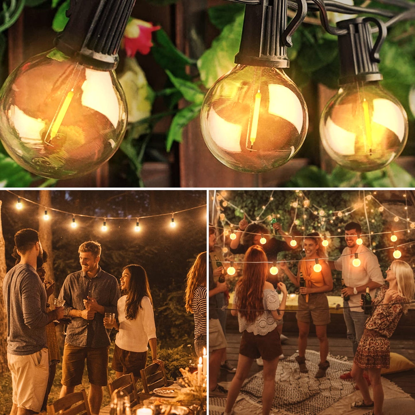 OHLUX Outdoor String Lights, 55FT G40 Globe LED Patio Lights with 26 Edison Dimmable LED Bulbs, 2200K Waterproof Connectable Hanging for Backyard Porch Cafe Party Decor, E12 Socket Base