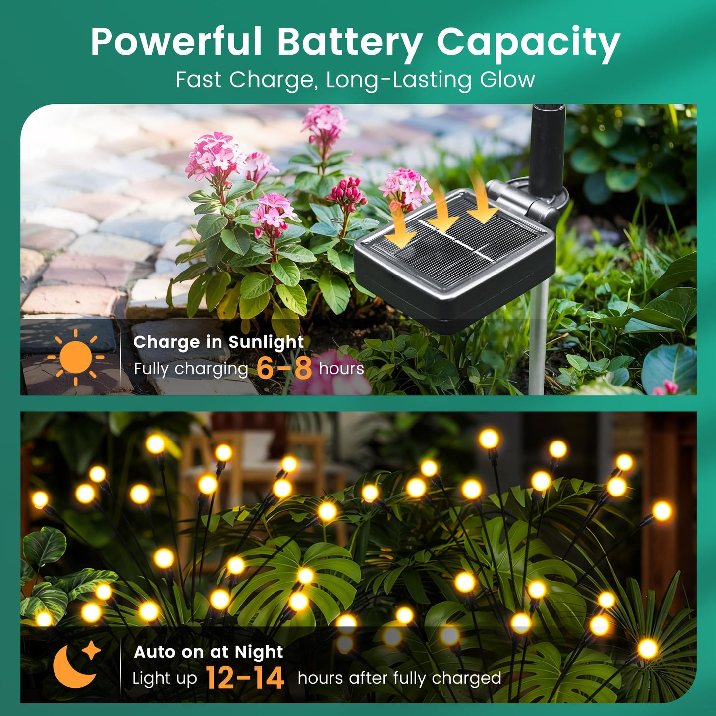 PATIOPIA Solar Garden Lights, 40 LED Firefly Garden Lights Swaying Solar Lights Outdoor Waterproof, Warm White Firefly Outdoor Decorative Lights, Garden Yard, Patio Decoration Gardening Gifts (4 Pack)