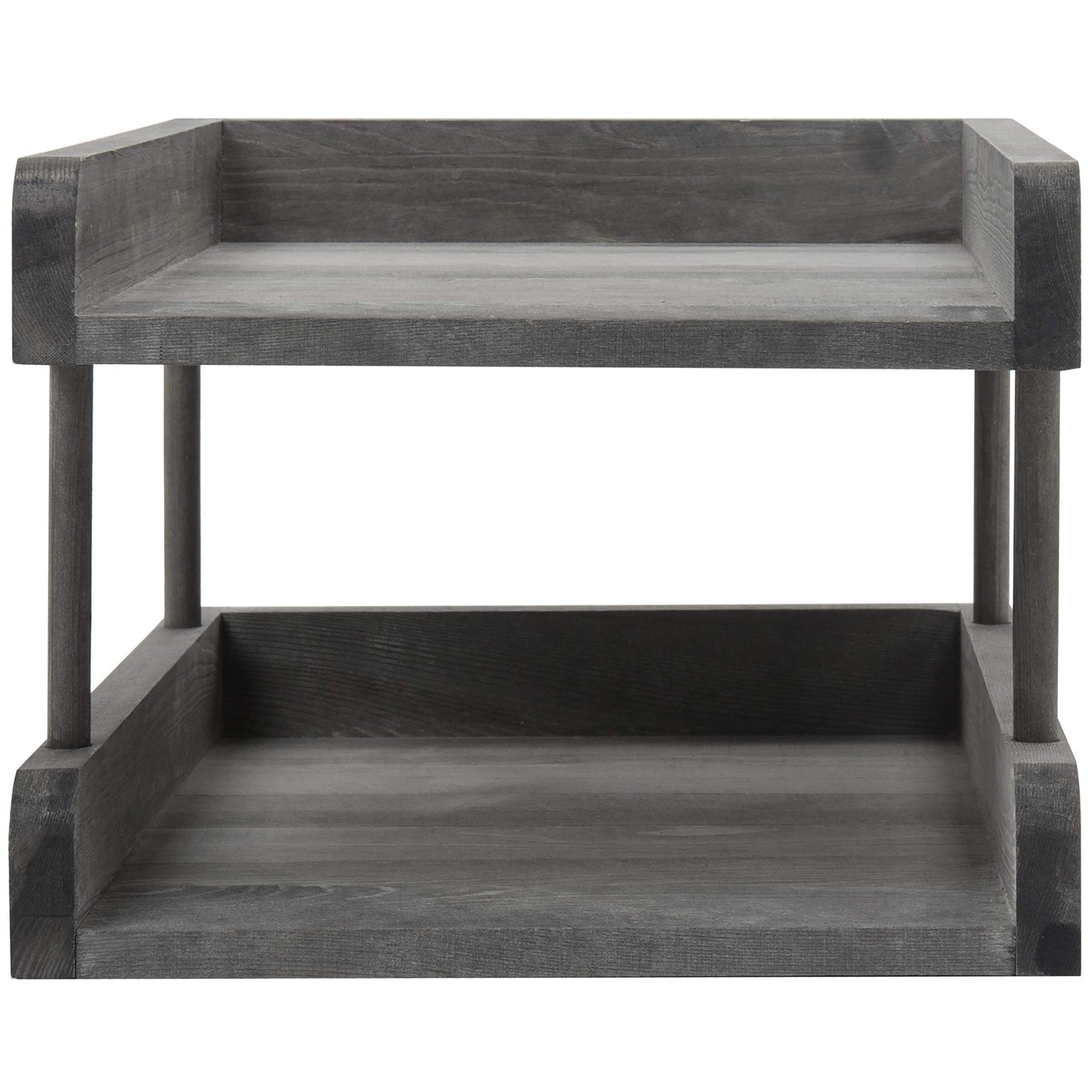 MyGift 2-Tier Rustic Grey Wood Document/File Desktop Organizer Tray