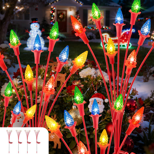 4 Packs Christmas Berry Solar Garden Light with Multiple Colors, Auto ON/Off Solar Lights Outdoor Swaying in The Wind, Christmas Decorating Outdoor Yard Light for Pathway, Pond, Courtyard