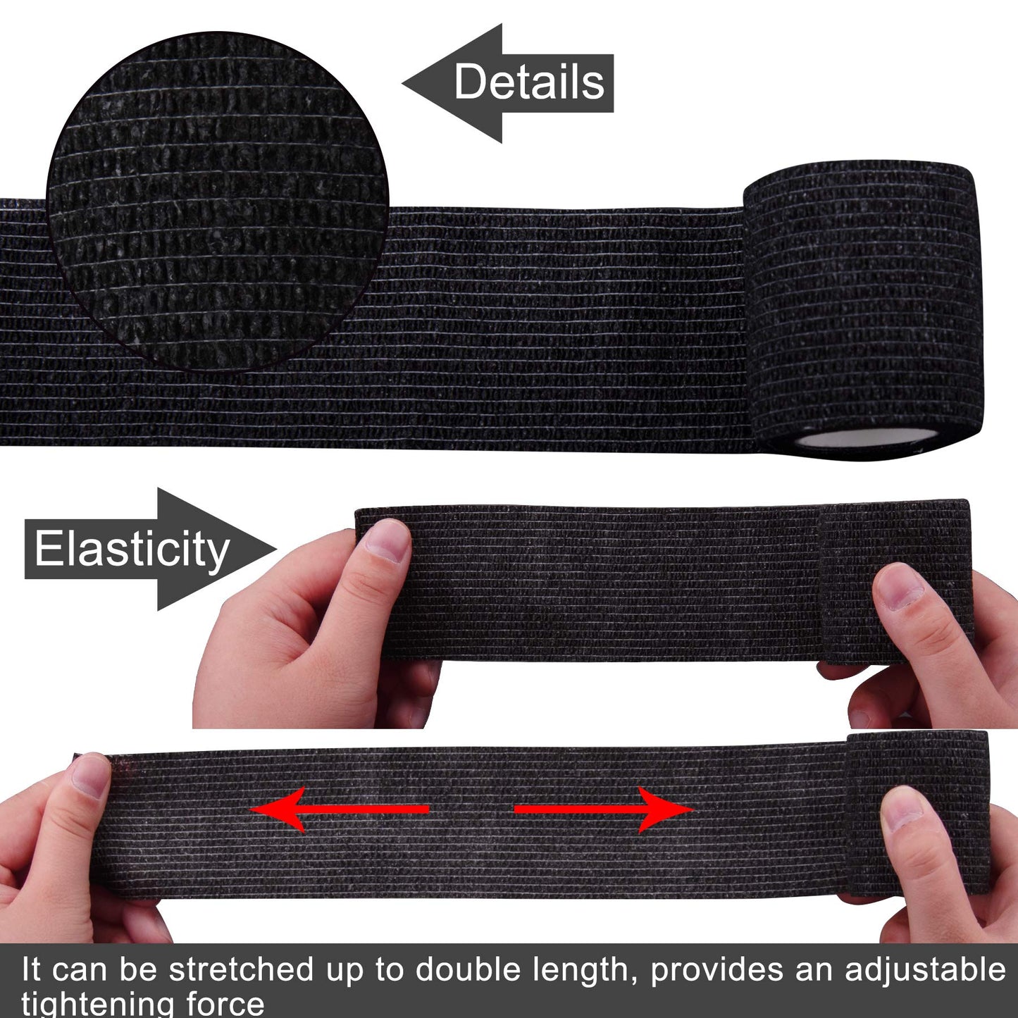 BQTQ 60 Rolls Self Adhesive Bandage Athletic Tape Cohesive Wrap 2" x 5 Yards Breathable Stretch Wrap Sports Wrap Cohesive Bandage Tape Roll for Ankle Sprains & Swelling,Human, Animals(Black Color)