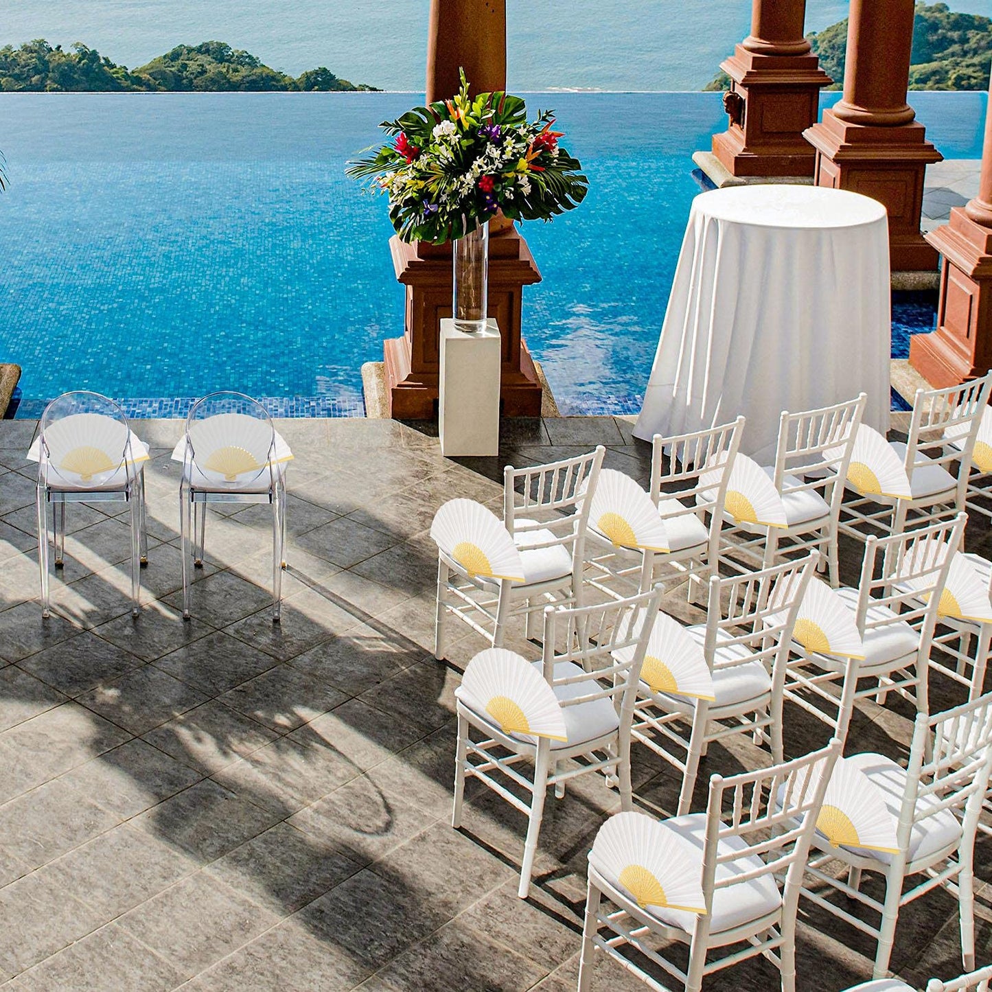 70 Pieces White Paper Hand Held Fan Bamboo Paper Folding Fans for Weddings Foldable Wood Wedding Fans for Guest Bridal Shower Dancing Party DIY Craft Photo Props Wall Decoration