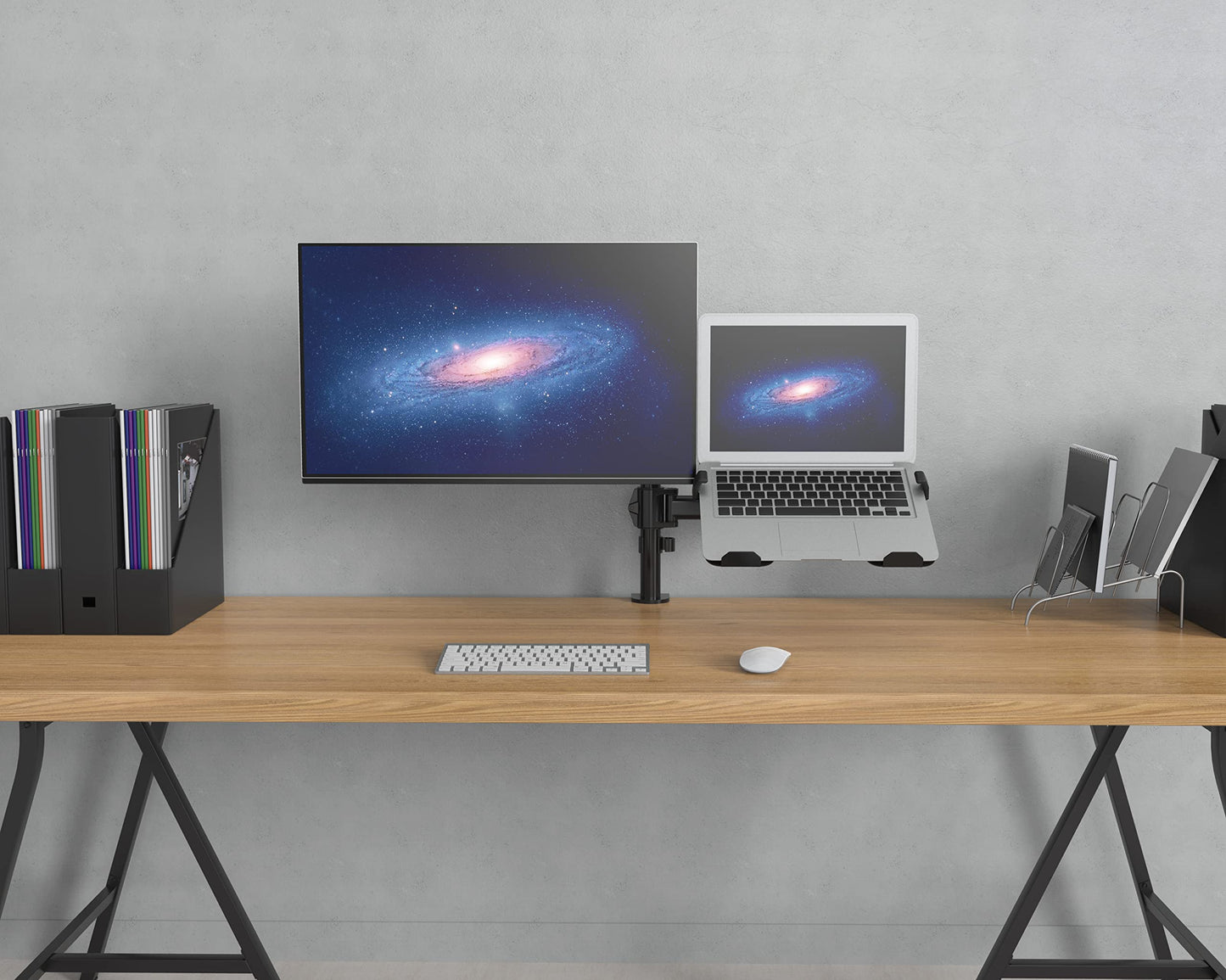 SHOPPINGALL Fully Adjustable Dual Monitor & Laptop Mount Stand for Laptop up to 17" Monitors up to 32" - SA-LH09