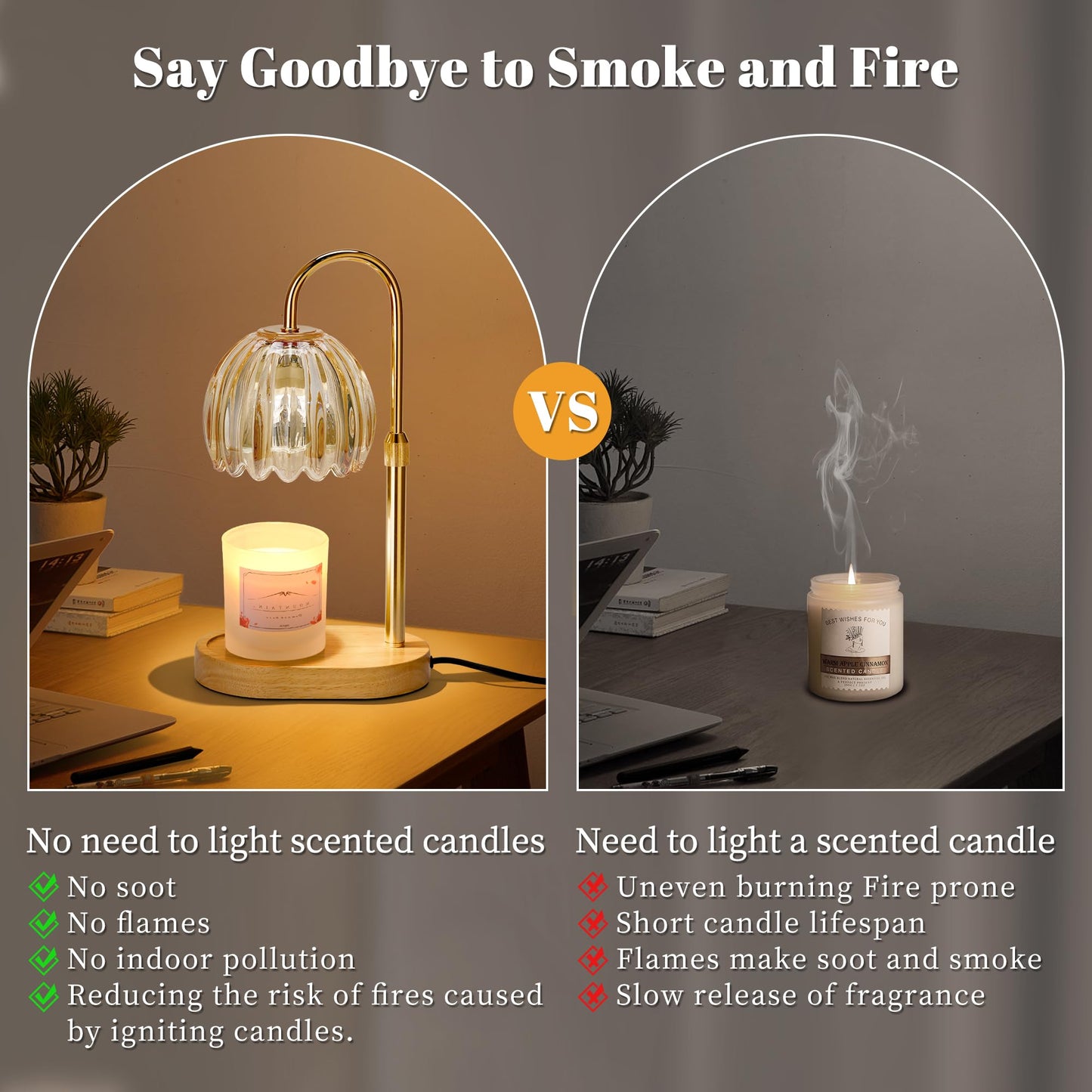 Heymirro Candle Warmer Lamp with Timer Dimmer Adjustable Height, Wax Warmer Lamp for Jar Candles with 2 Bulbs, for Home Decor, Mother's Day, Christmas Gifts for Women
