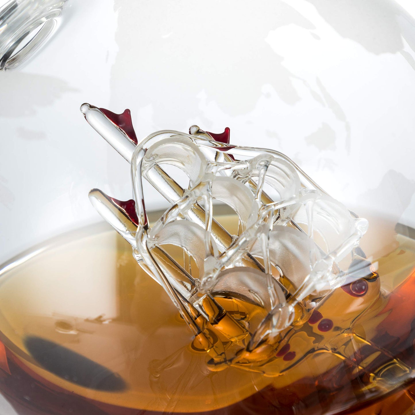 Whiskey Decanter Set,Globe Wine Decanter Set with 2 Glasses,Cleaning Beads,4 Stainless Steel Ice Cubes and Ice Tong,Beverage Drink Liquor Dispenser-Gift Set for Liquor, Scotch,Bourb(29oz)