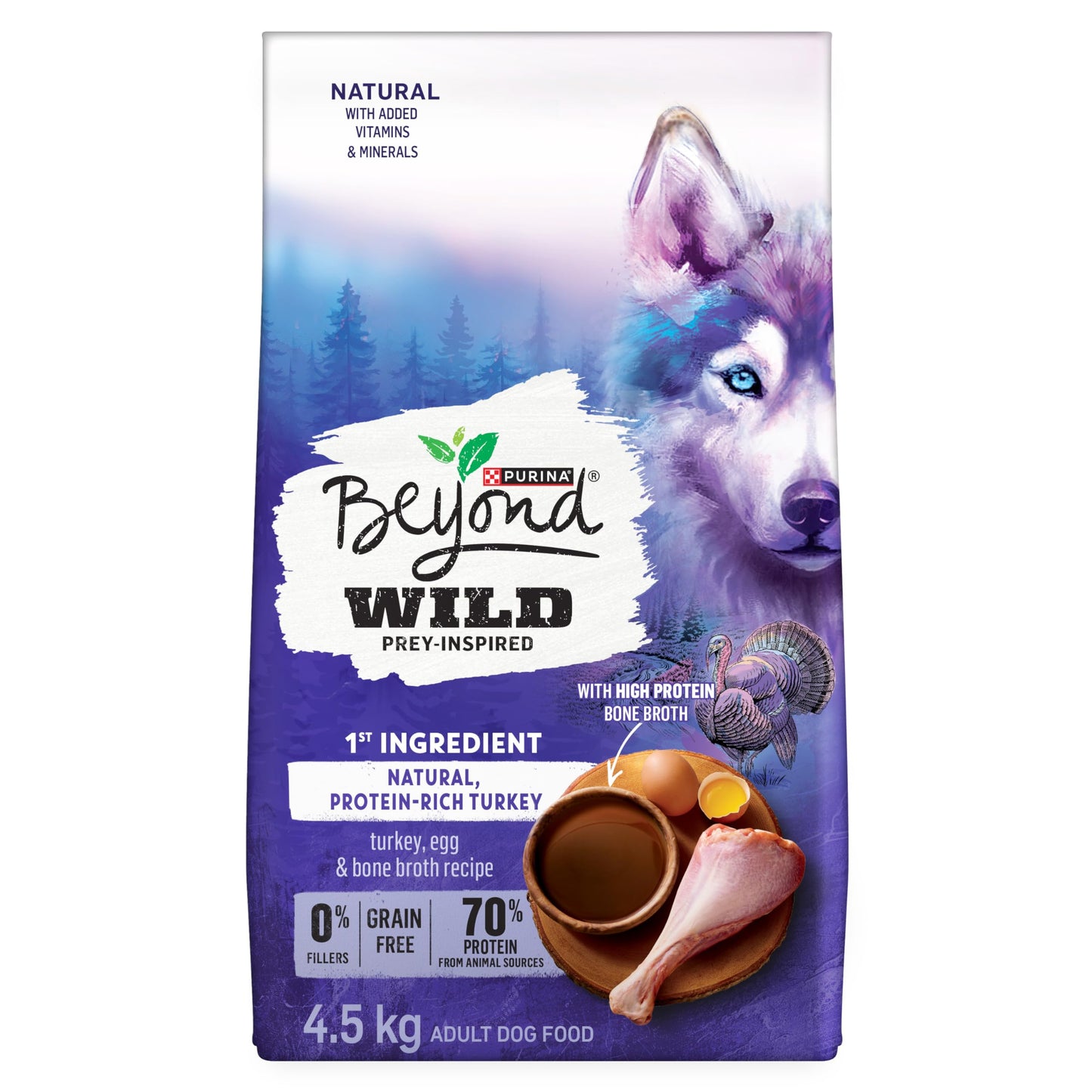 Beyond Wild Dry Dog Food, Turkey, Egg & Bone Broth Recipe - 4.5 kg Bag (1 Pack)