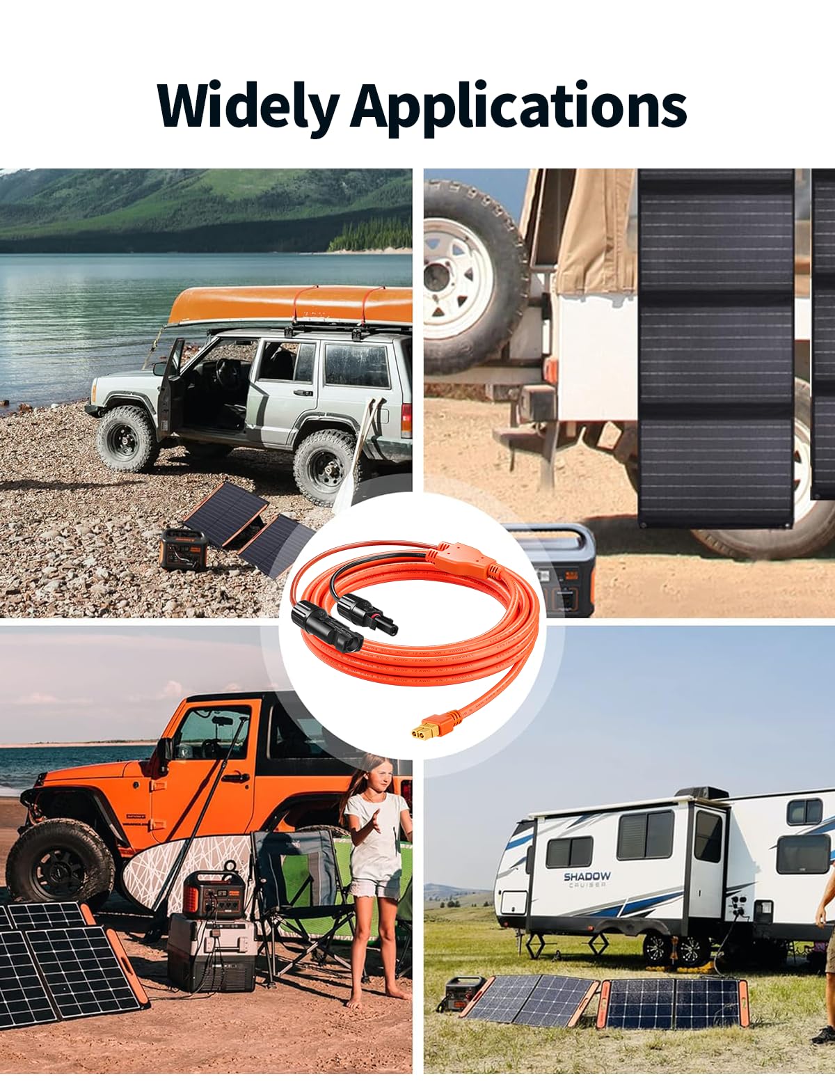 Tonton Solar Panel Connector to XT60 Adapter Extension Cable, 12AWG 16.5ft, for Solar Panel to Portable Power Station, Solar Generator, RV, and EF ECOFLOW RIVER & DELTA Series Portable Power Stations