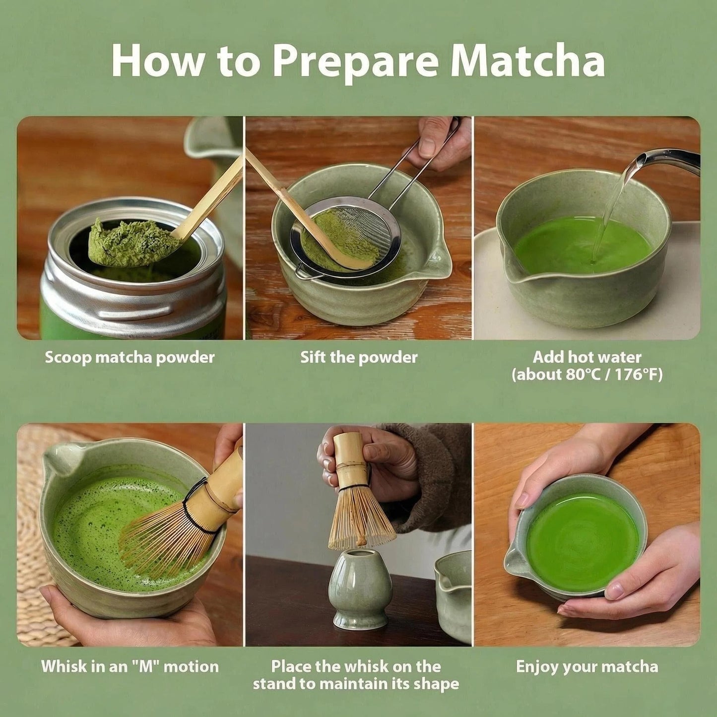 Matcha Whisk Set, Matcha Kit Japanese Tea Set Includes Matcha Bowl with Spout, Matcha Whisk Holder (Chasen), Bamboo Matcha Whisk and Bamboo Scoop, Ceramic Matcha Kit for Tea Lovers