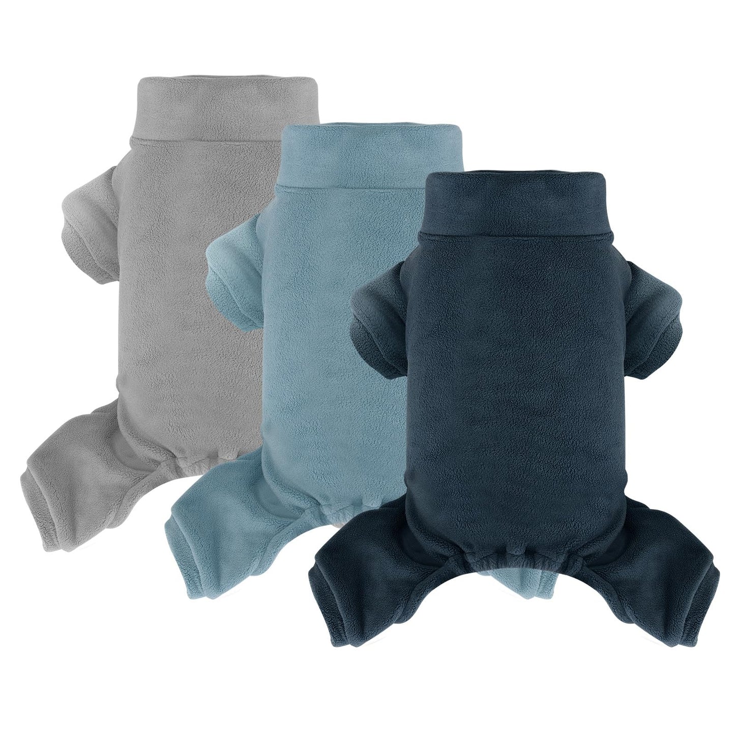 Fleece Dog Pajamas Turtleneck Thermal Dog Pjs Dog Jumpsuit Pet Outfits Warm Dog Onesie Soft Puppy Clothes for Small Sized Dogs and Cats (3pc-GYBUNB, Small)