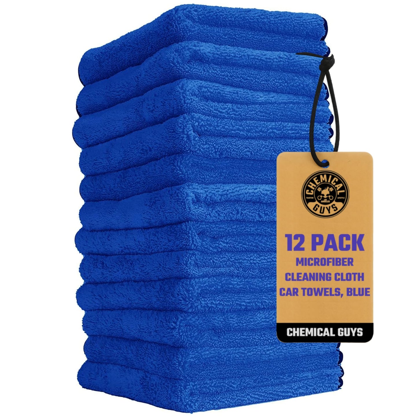 Chemical Guys Professional Grade Premium Microfiber Towels, Blue (16" x 16") (Pack of 12) - Safe for Car Wash, Home Cleaning & Pet Drying Cloths